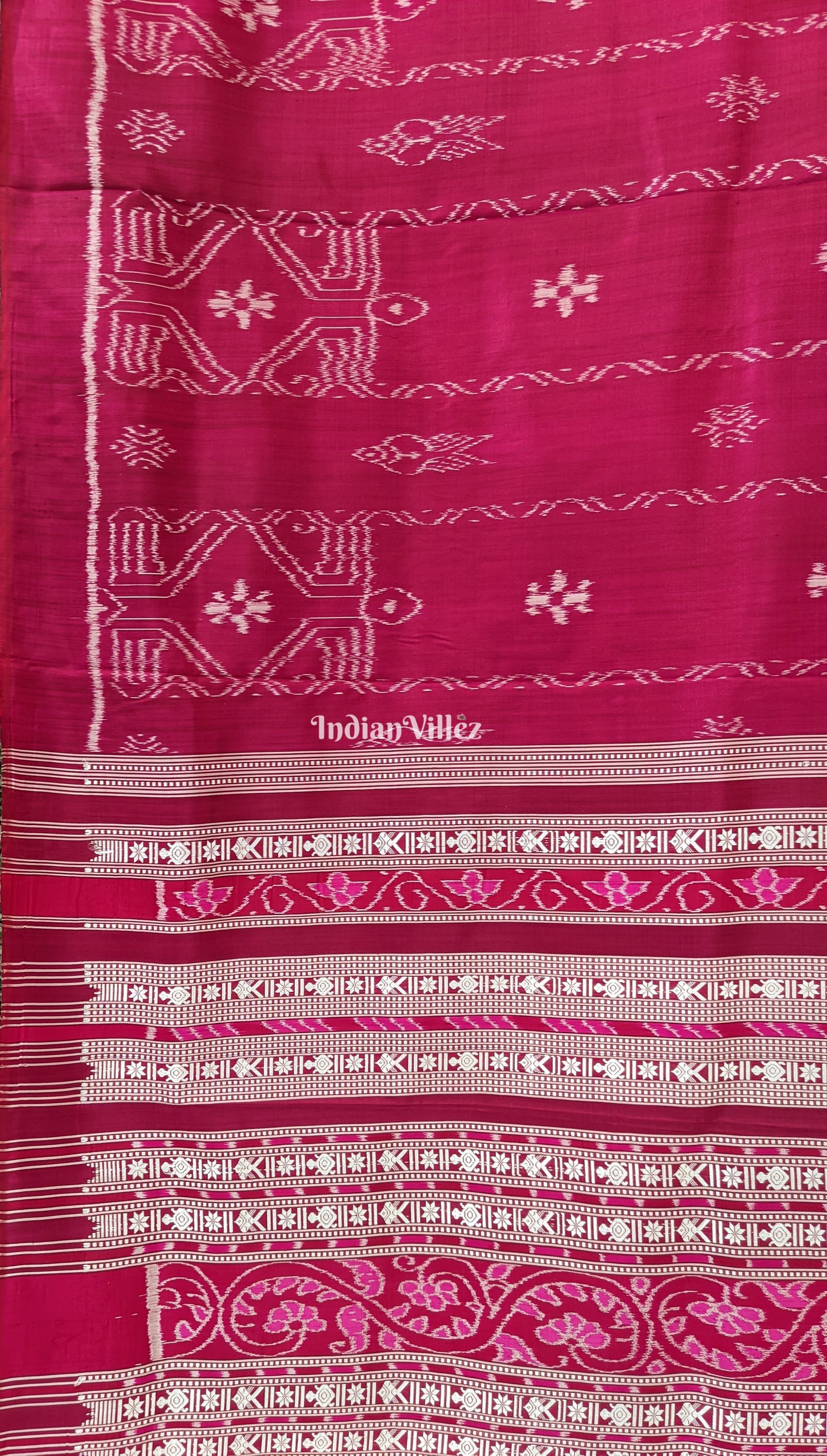 Rani Pink Contemporary Odisha Handloom Silk Saree