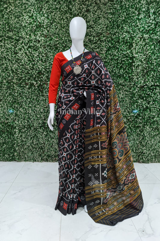 Black Red Pasapali Border Designer Contemporary Silk Saree