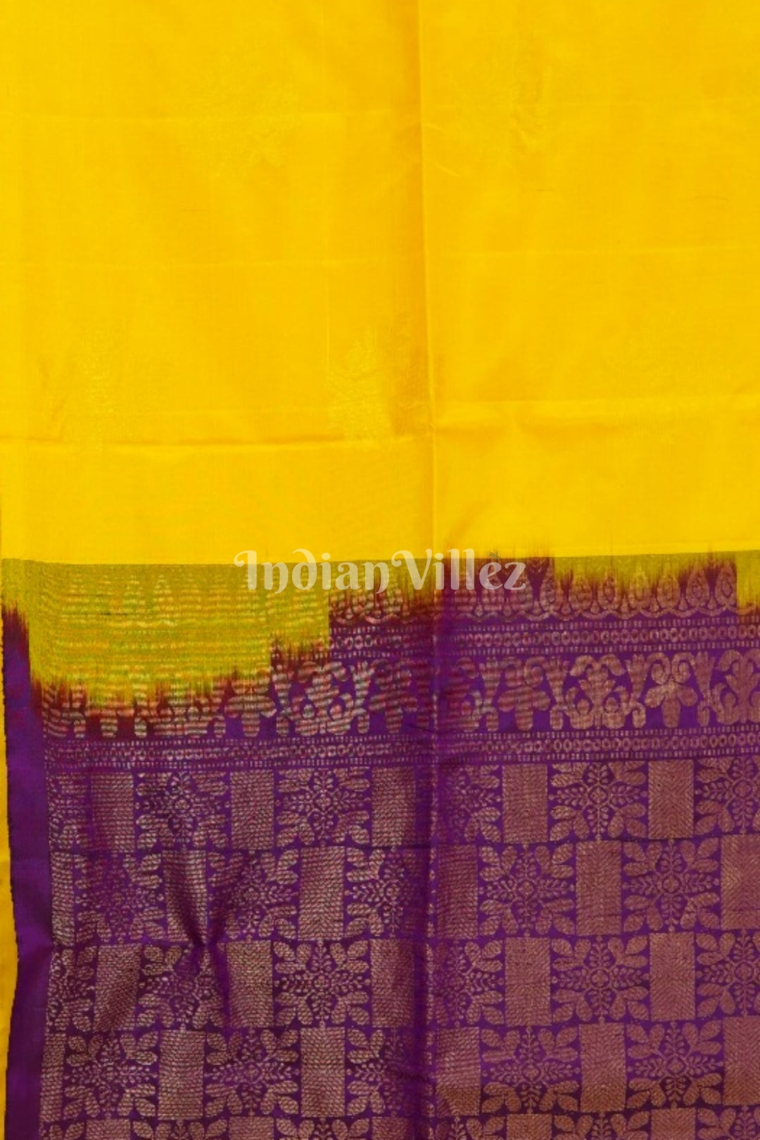 Yellow With Purple Pure Kanjivaram Soft Silk Saree