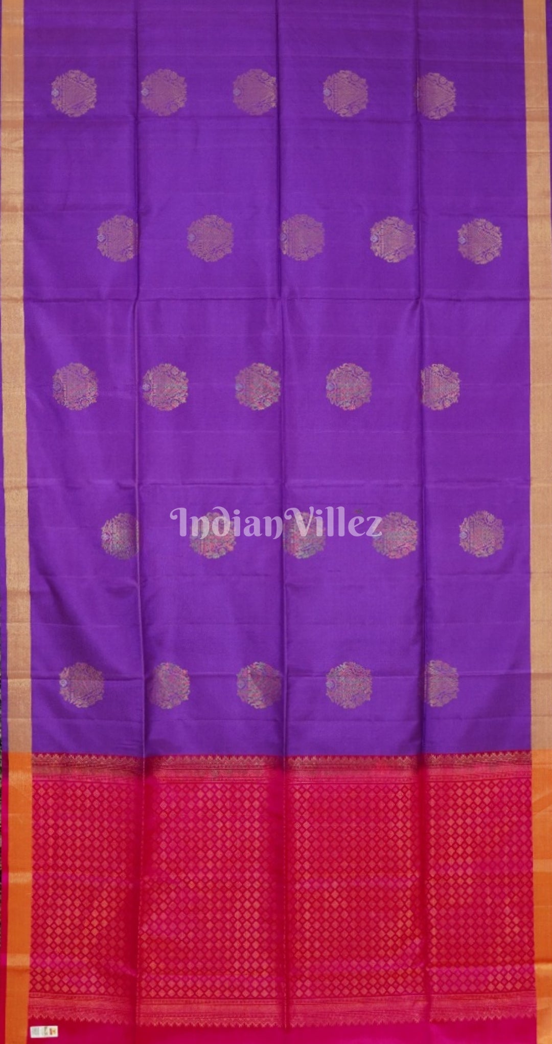 Purple With Pink Pure Kanjivaram Soft Silk Saree