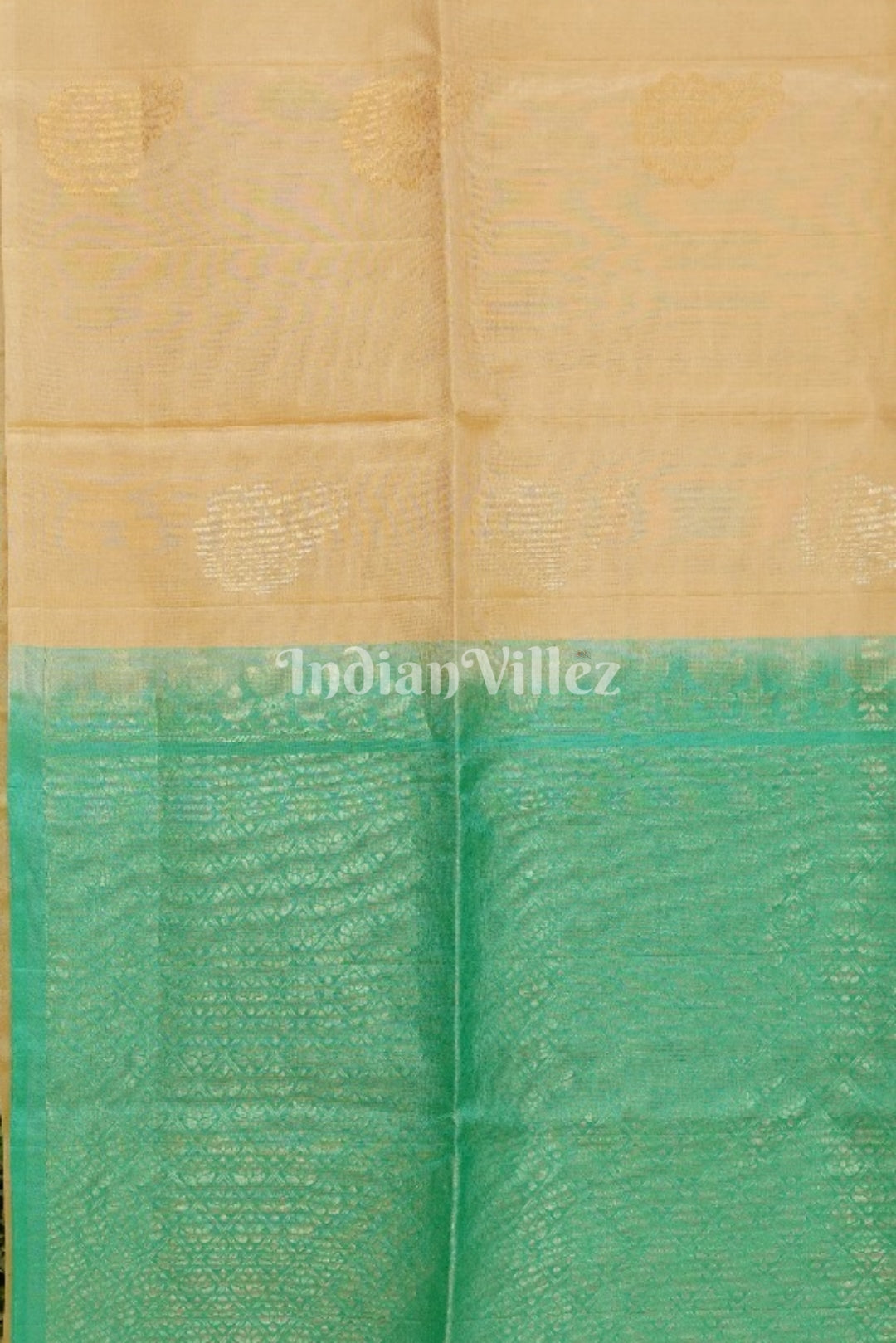 Sea Green With Beige Pure Kanjivaram Silk Saree