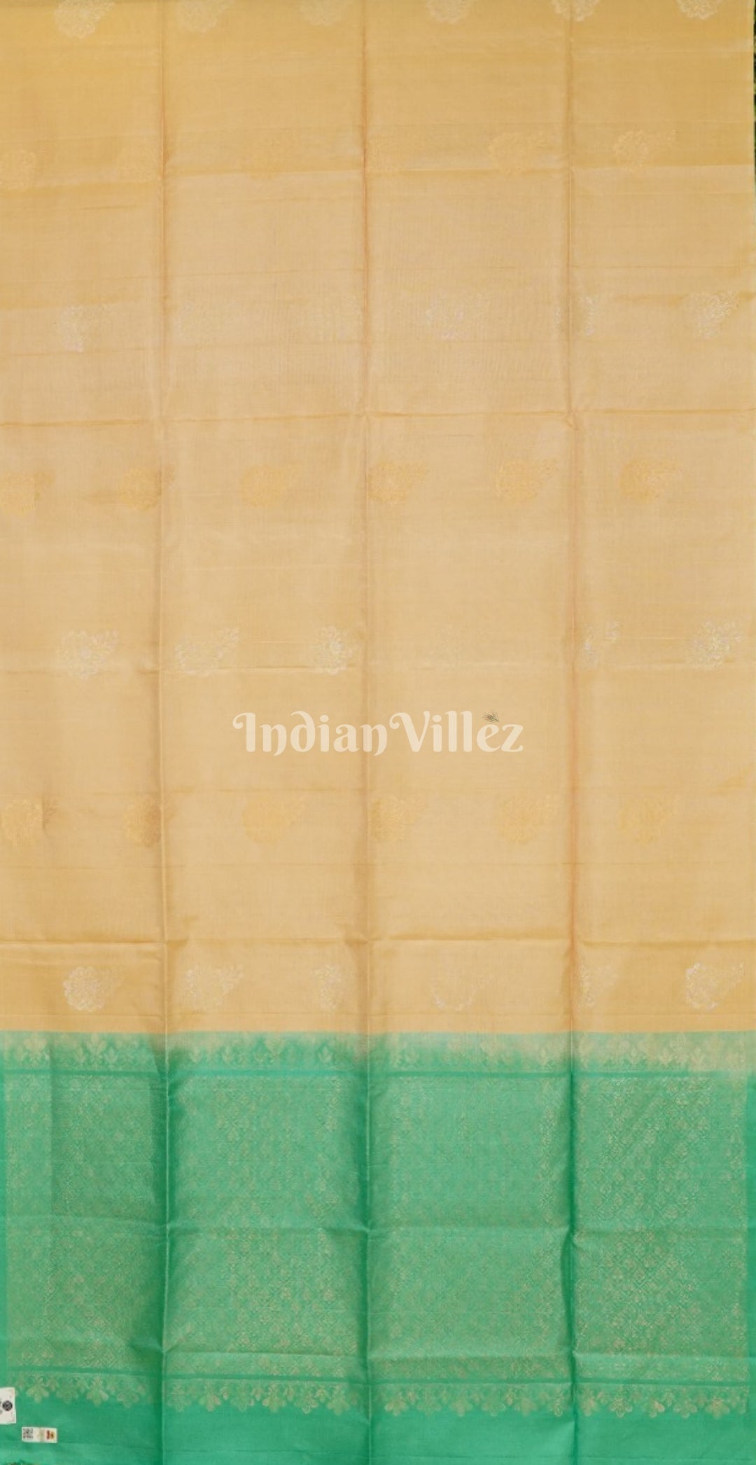 Sea Green With Beige Pure Kanjivaram Silk Saree