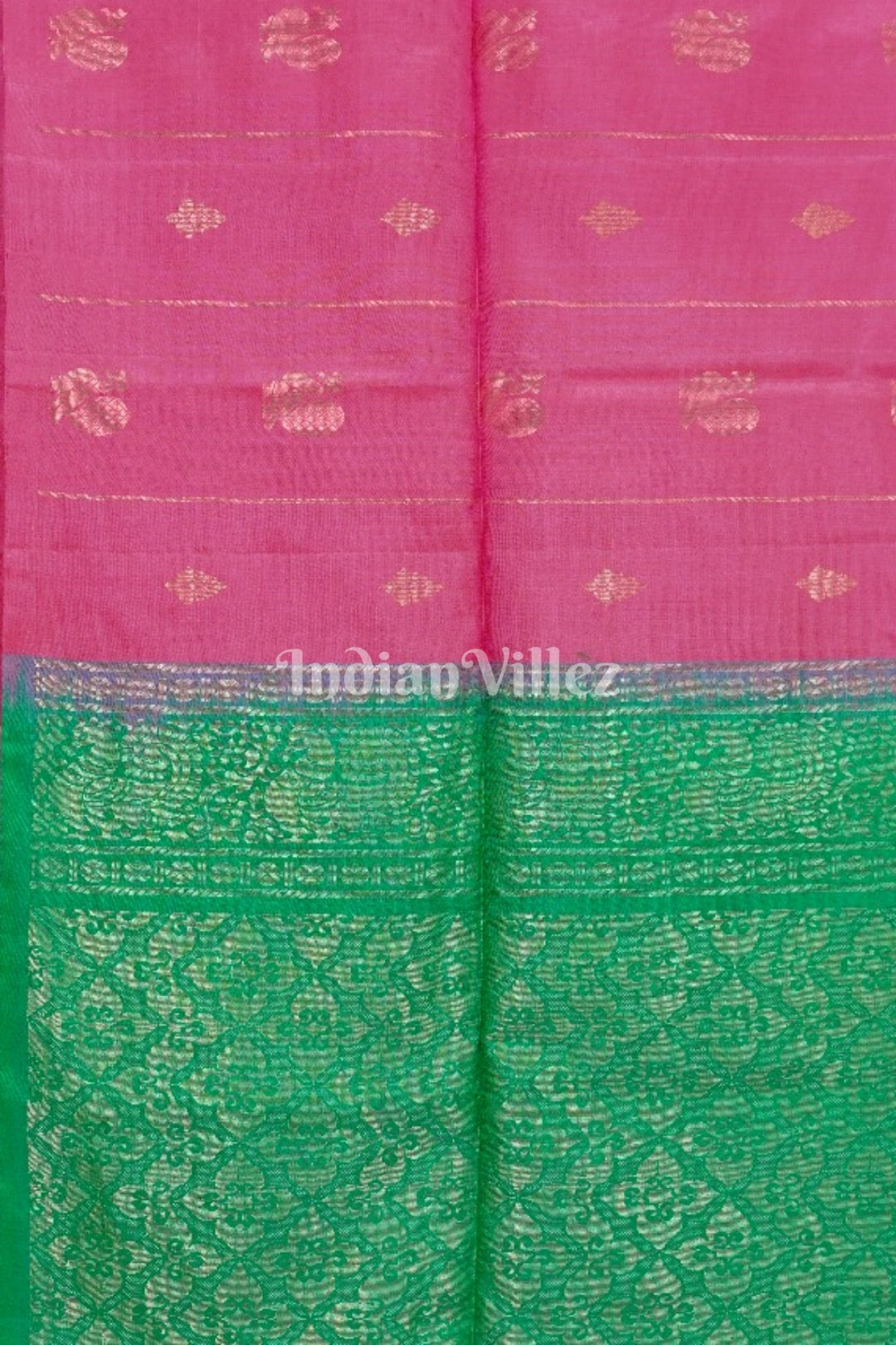 Pink With Green Pure Kanjivaram Silk Saree 