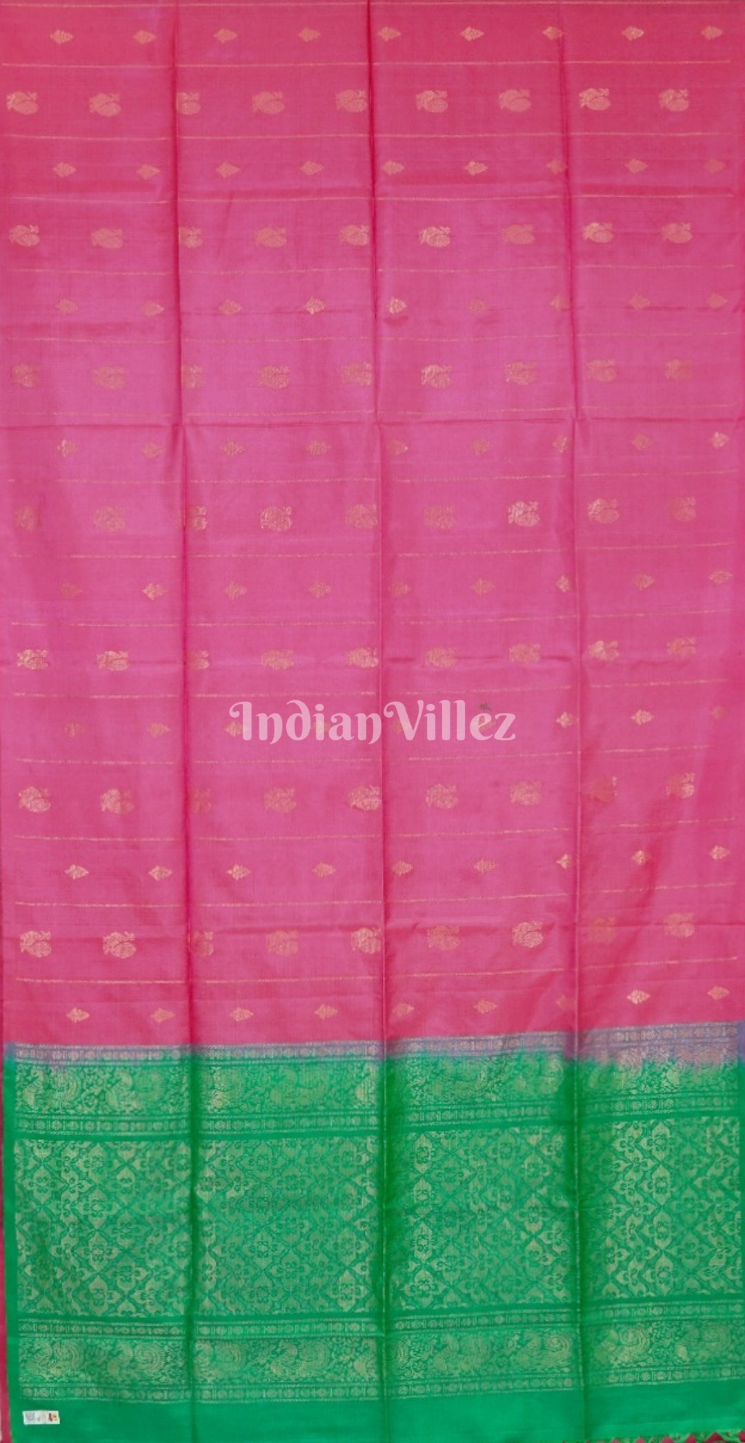 Pink With Green Pure Kanjivaram Silk Saree 