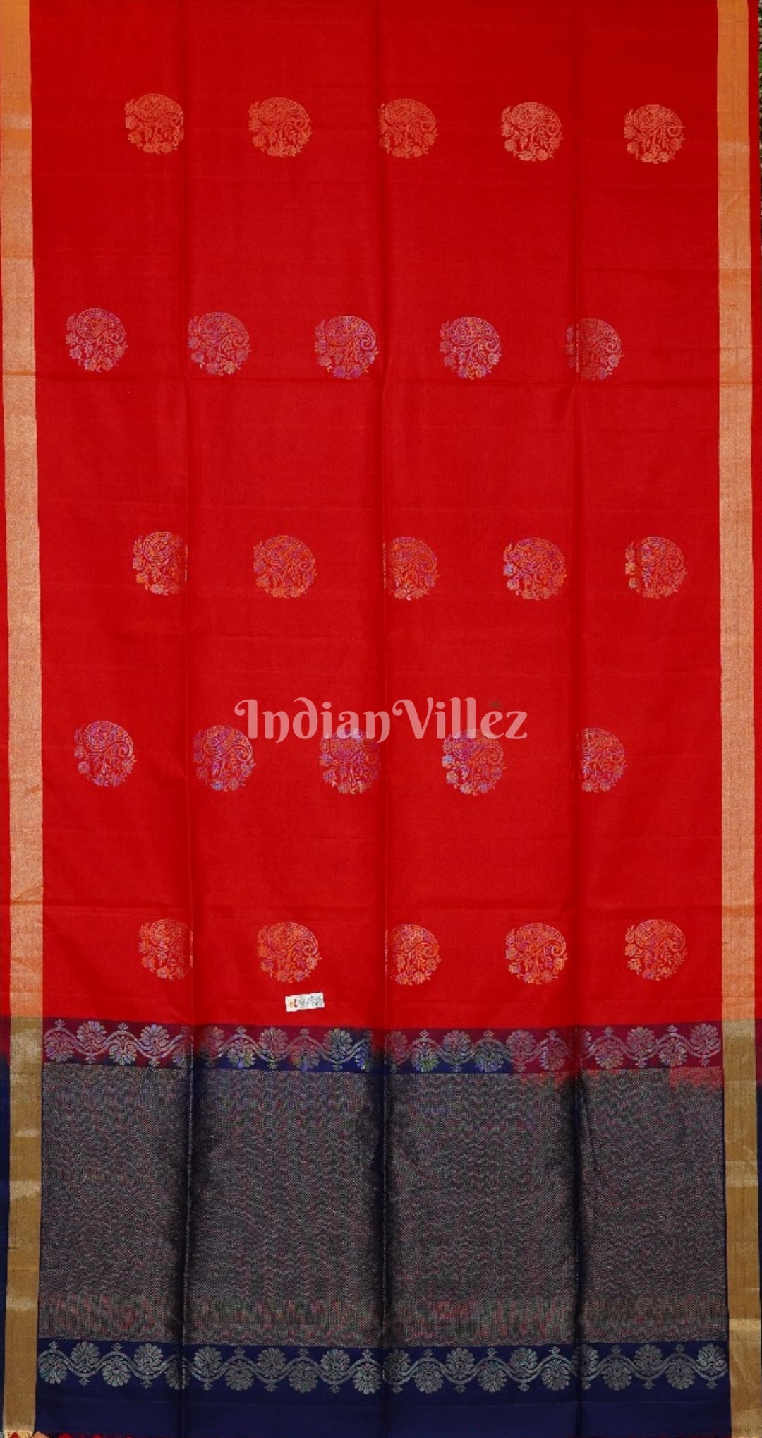 Red With Blue Pure Kanjivaram Soft Silk Saree