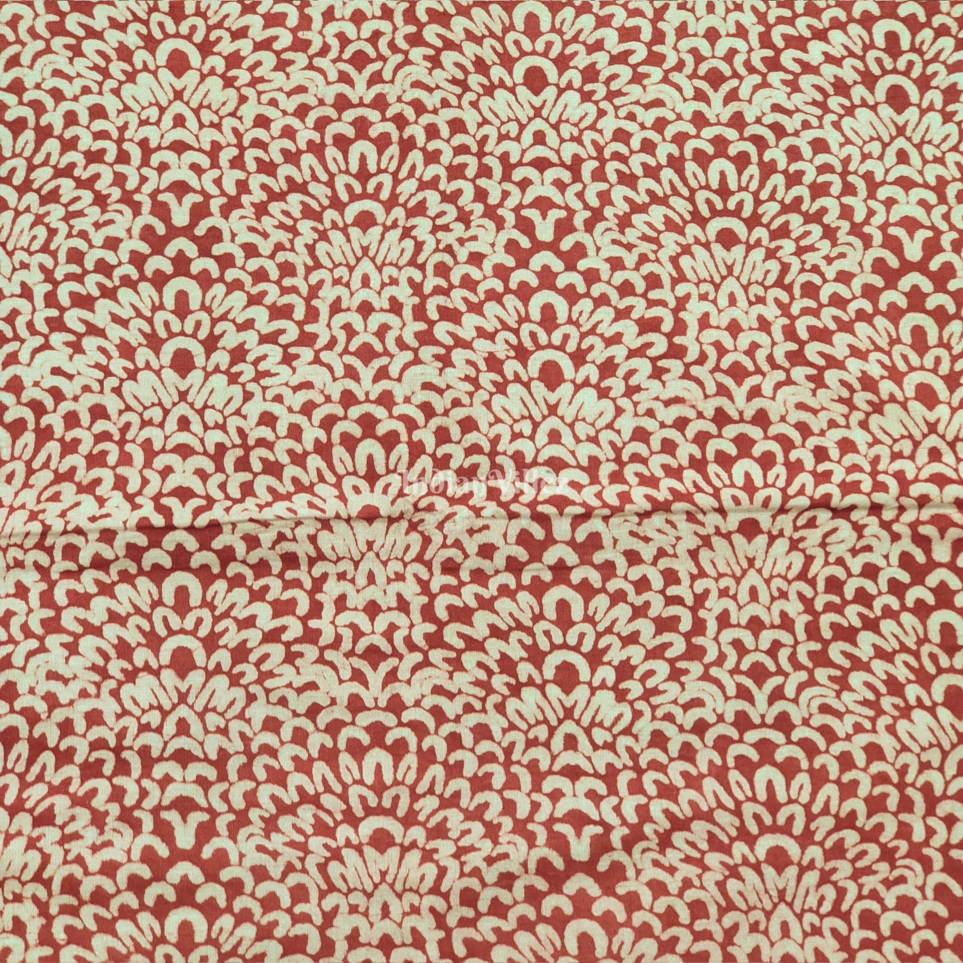 Maroon Floral Hand Block Printed Cotton Fabric