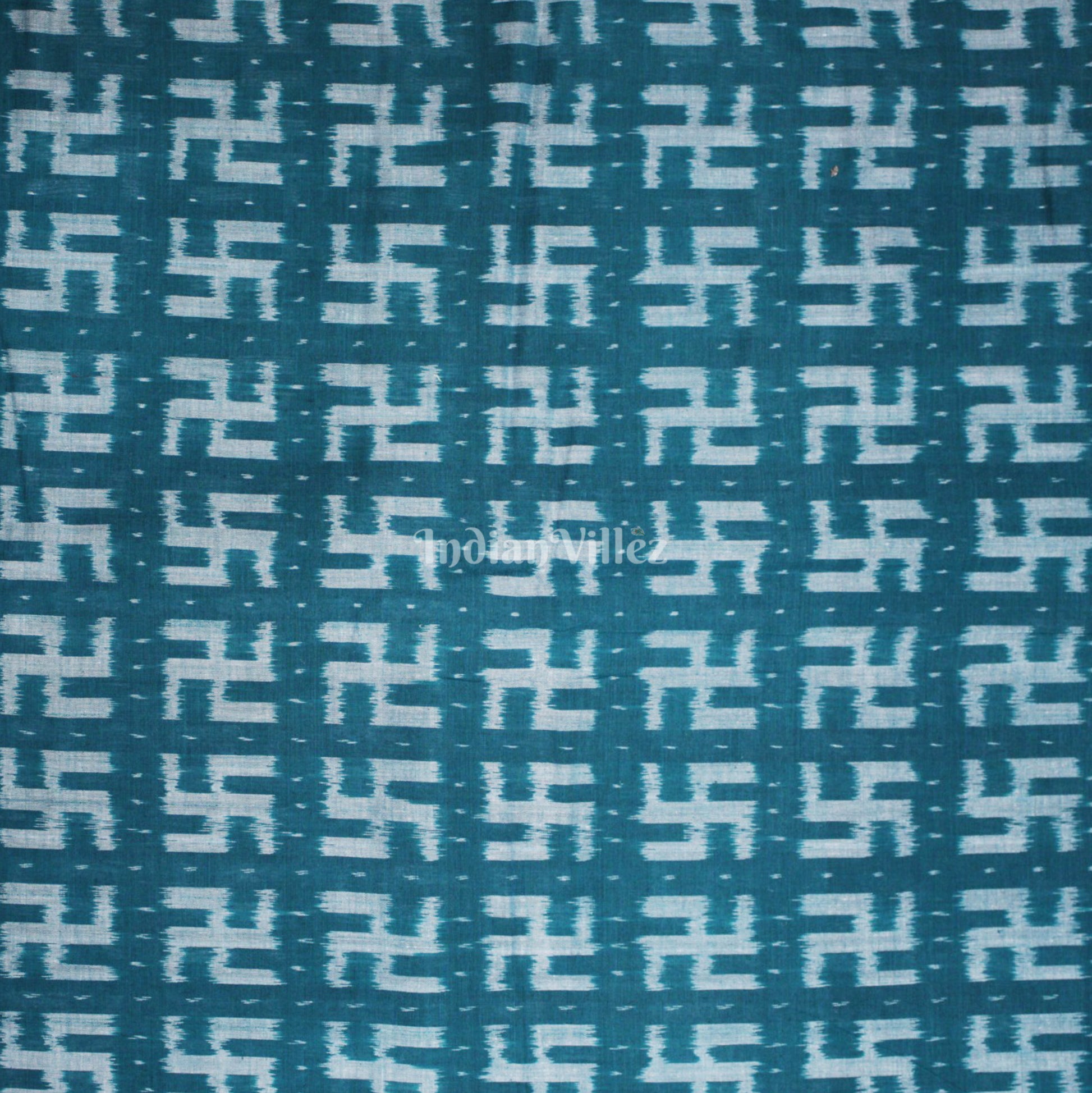 Green Swastik Design Sambalpuri Ikat Cotton Fabric