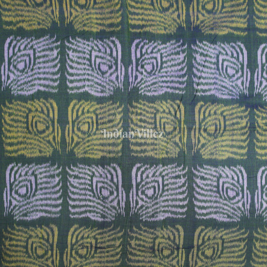 White Yellow Design Sambalpuri Ikat Cotton Fabric