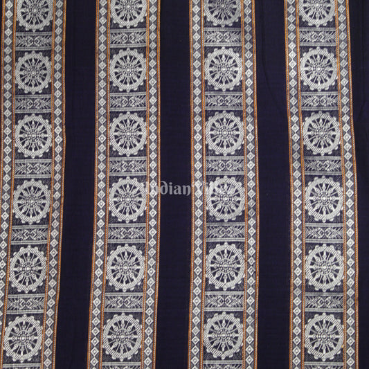 Blue Konark Chakra Theme Odisha Ikat Cotton Fabric