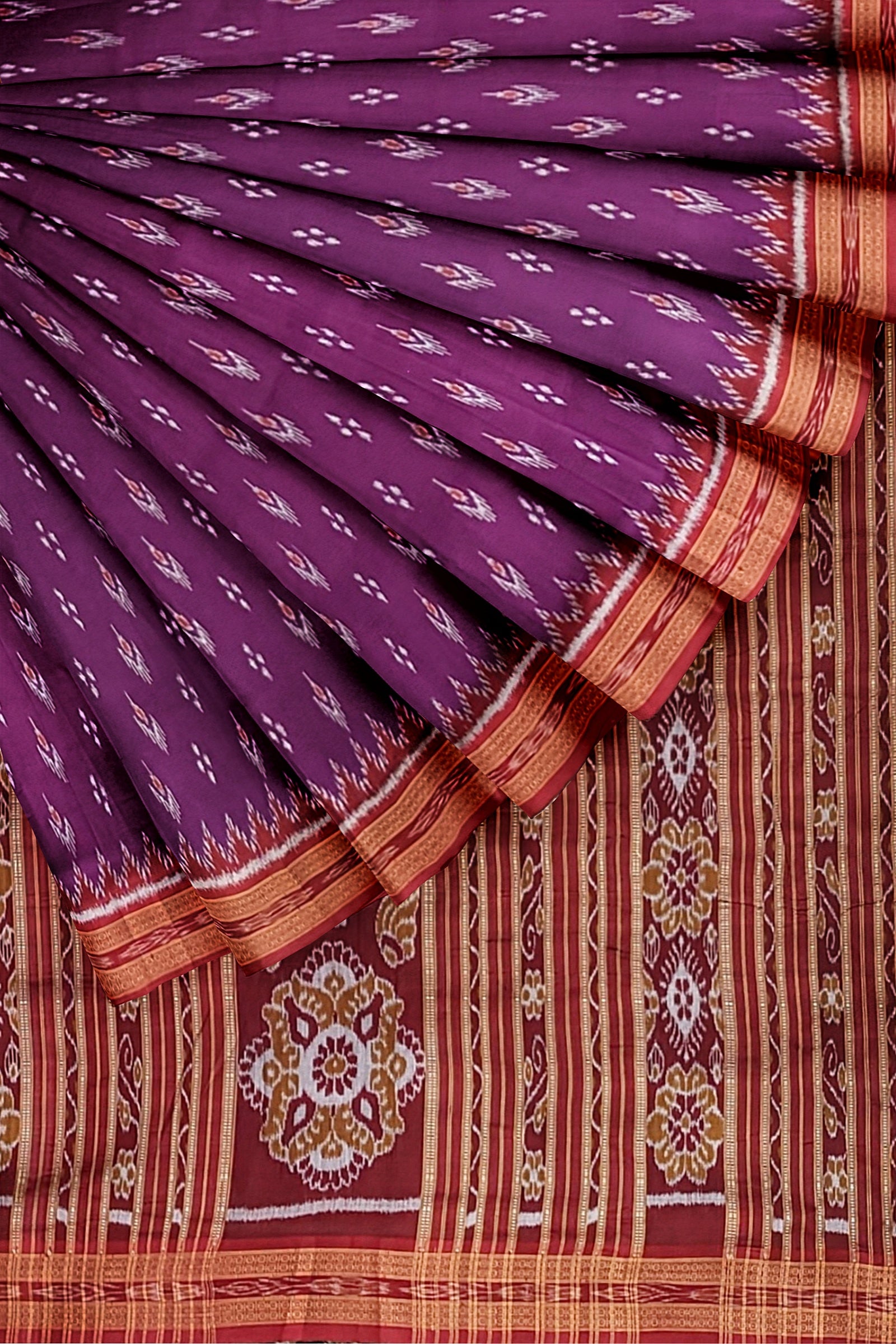 Magenta Purple Mayur Chandrika Khandua Silk Saree