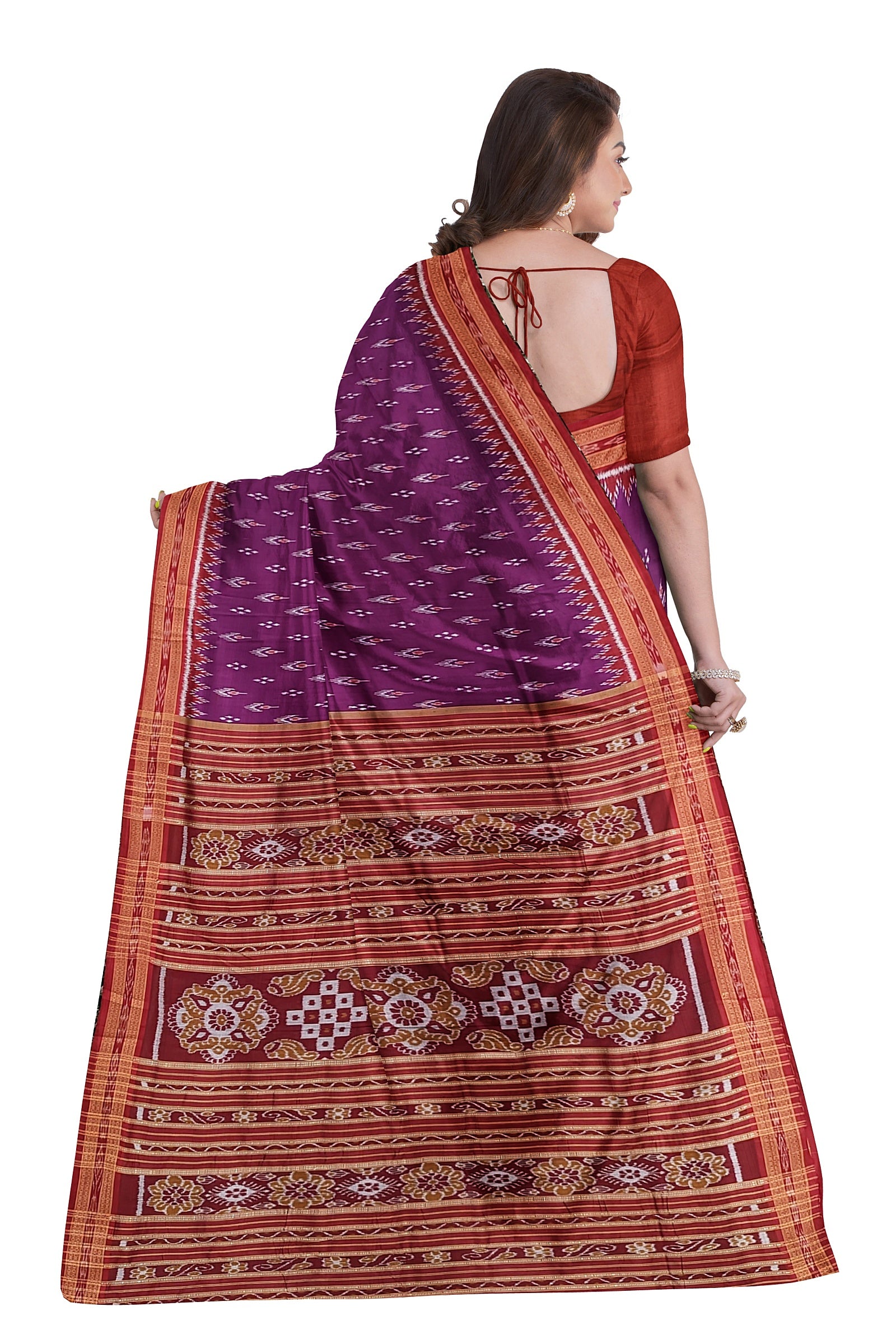 Magenta Purple Mayur Chandrika Khandua Silk Saree