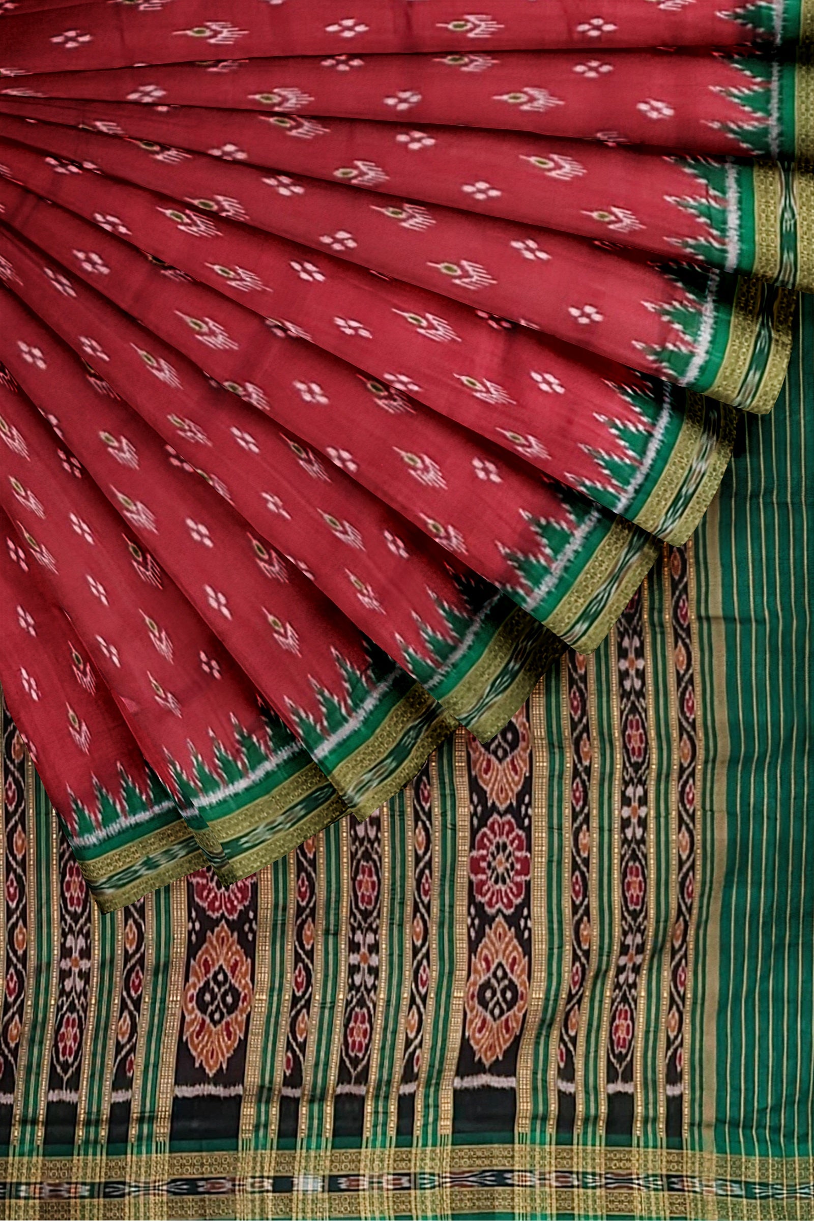 Red Mayur Chandrika Khandua Silk Saree