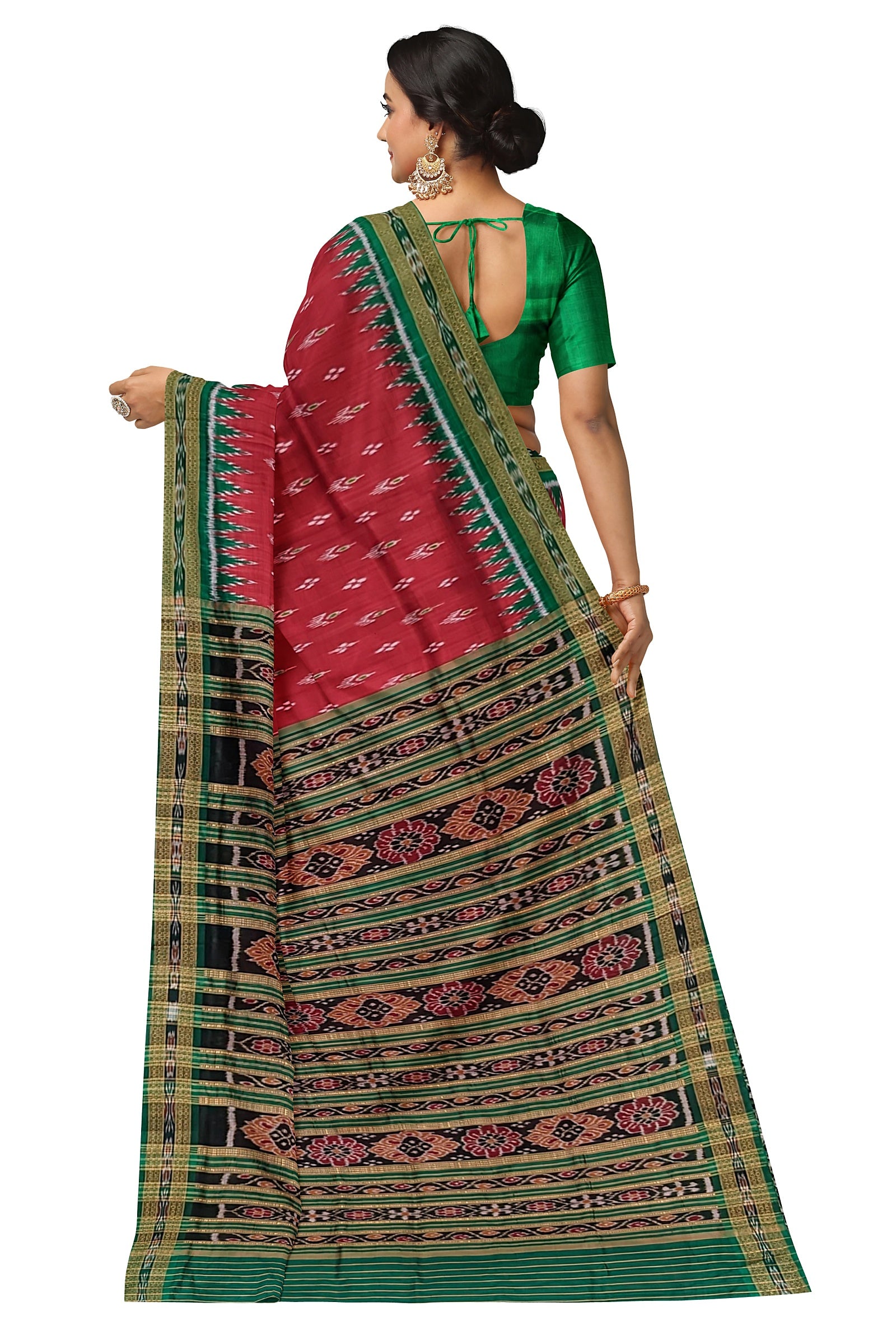 Red Mayur Chandrika Khandua Silk Saree