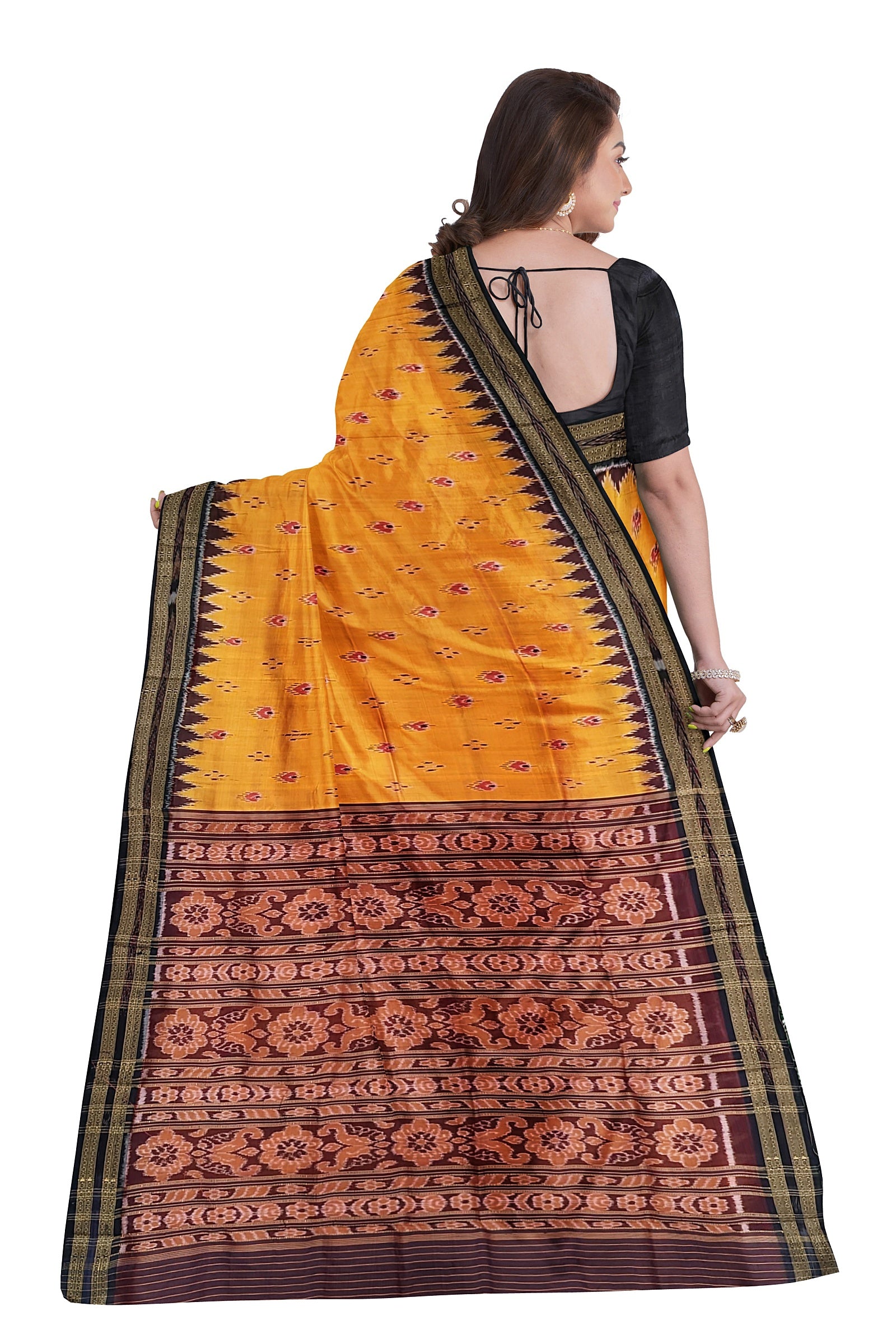 Yellow Mayur Chandrika Khandua Silk Saree