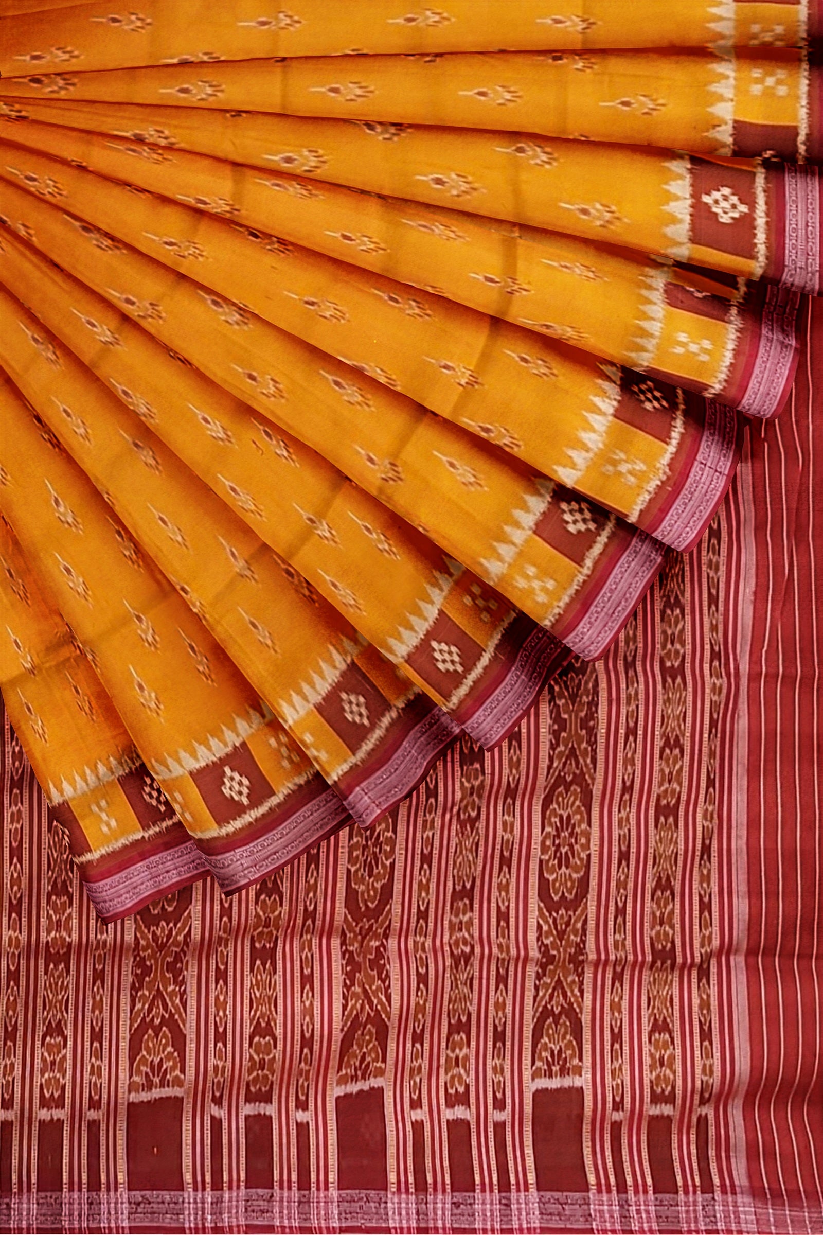 Yellow Mayura Chandrika Odisha Handloom Khandua Silk Saree