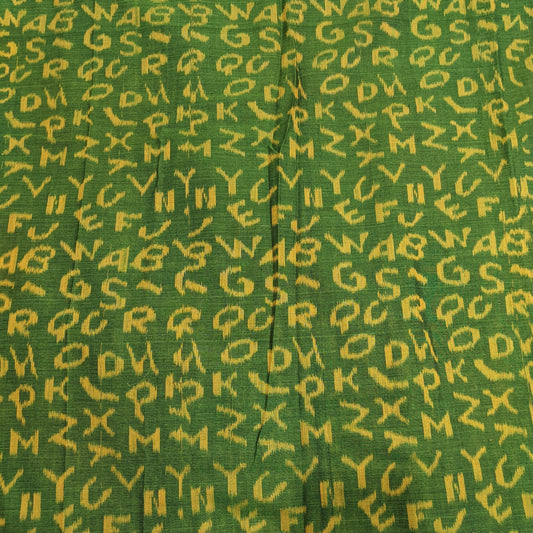 Mehndi Green English Alphabet Sambalpuri Cotton Fabric