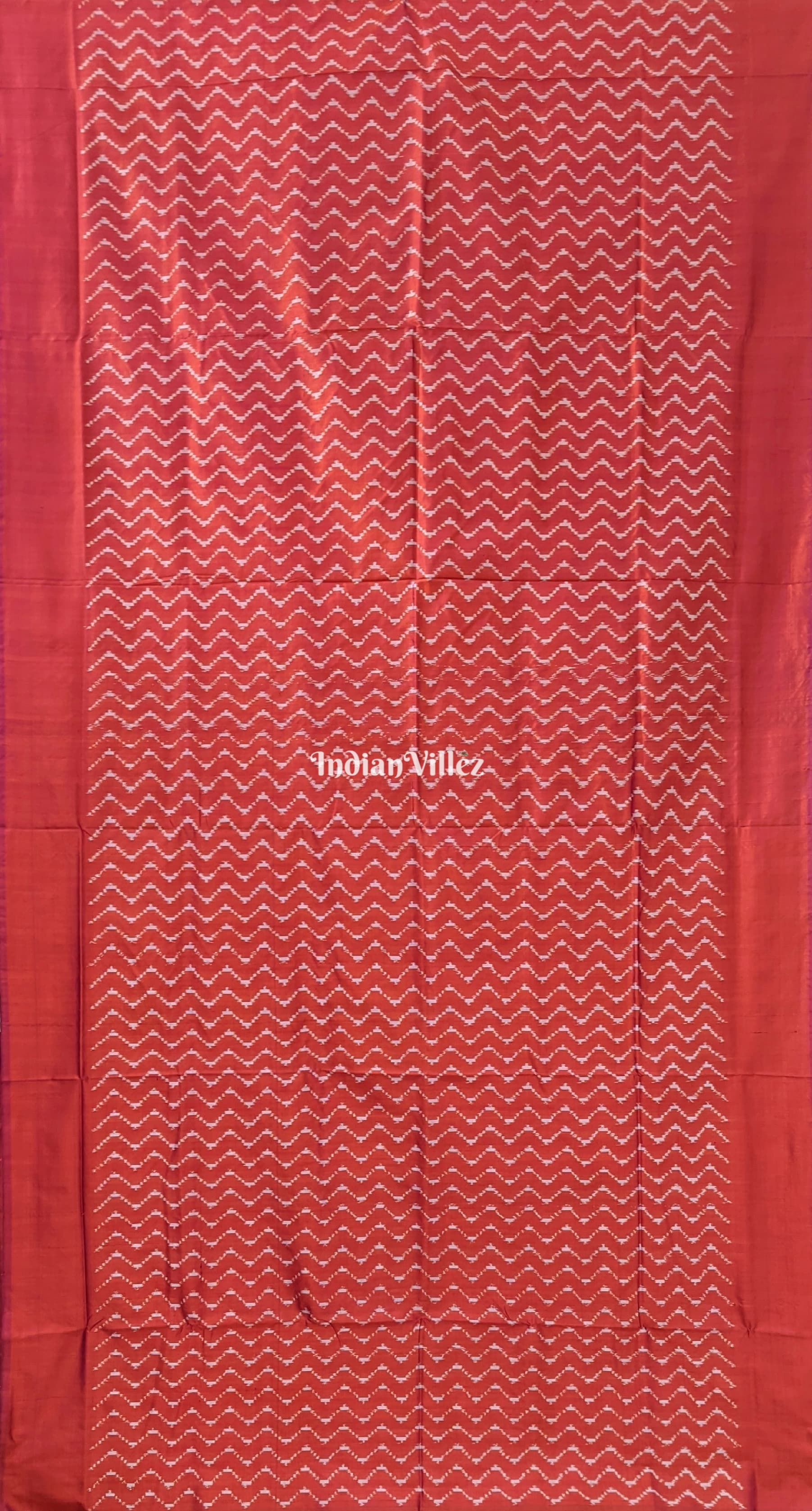 Deep Orange Pochampally Ikat Silk Saree