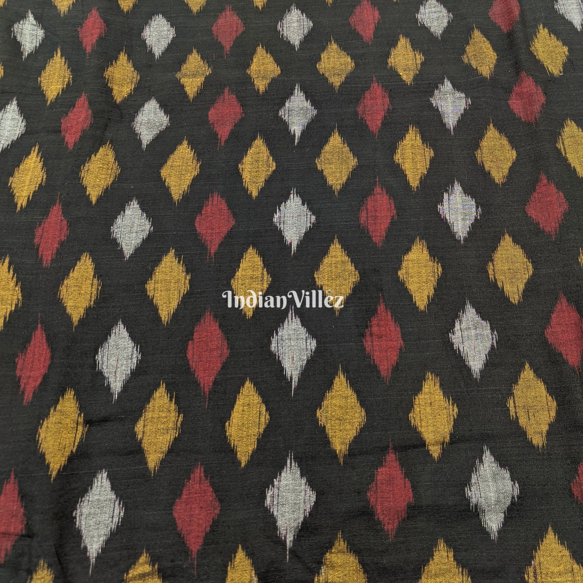 Black Odisha Ikat Sambalpuri Cotton Fabric