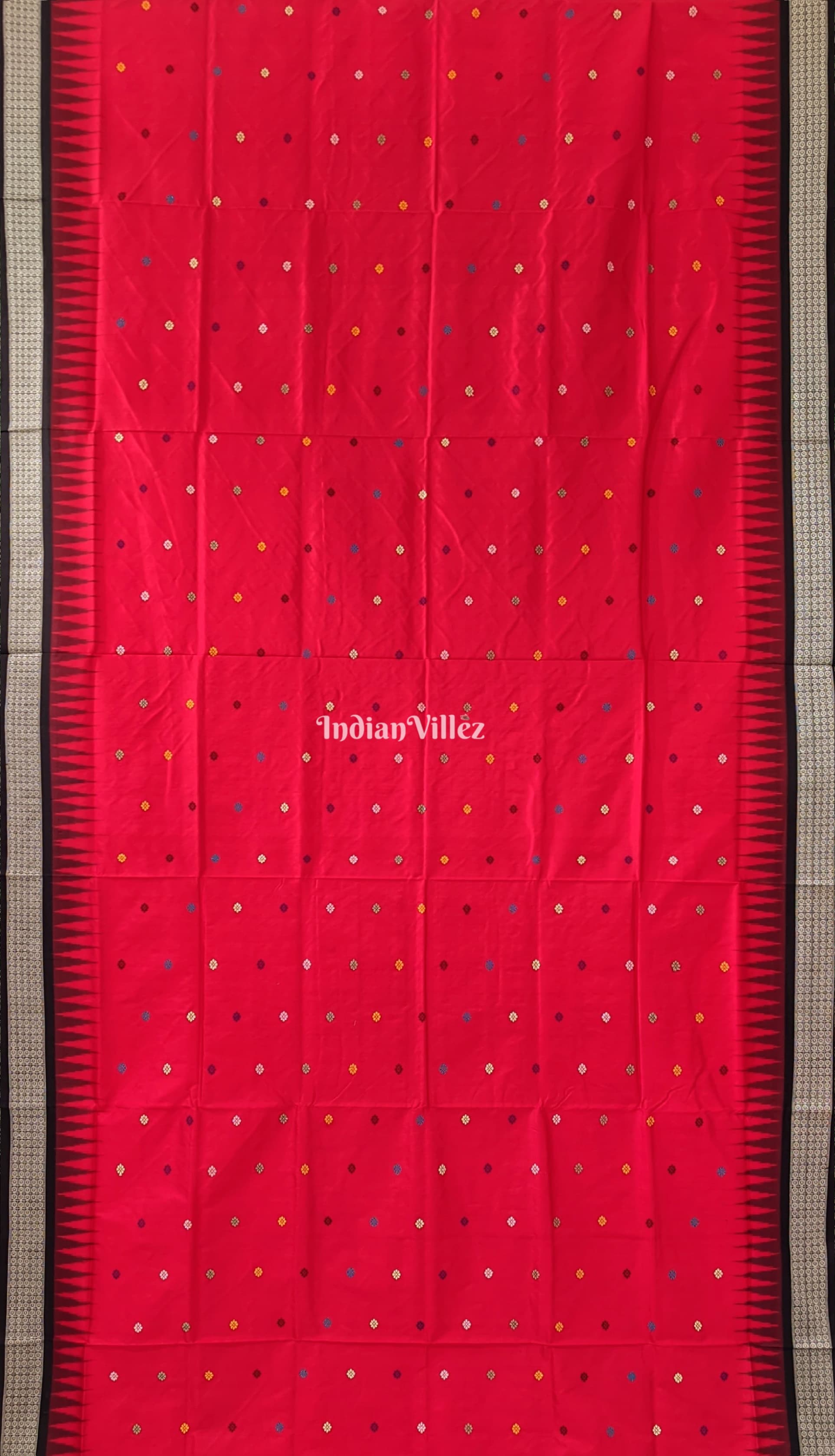 Red Black Dolabedi Sambalpuri Bomkai Silk Saree