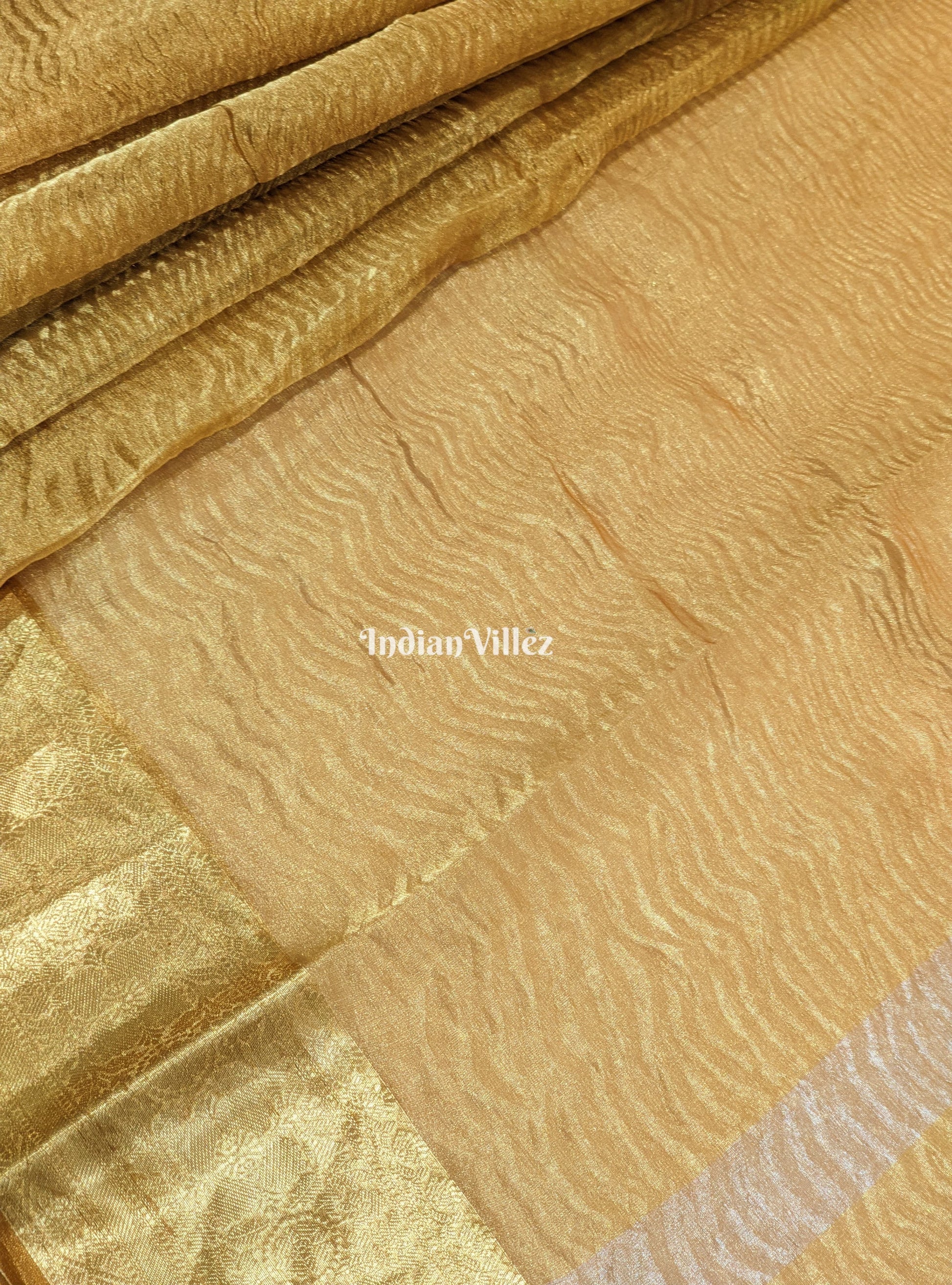 Golden Zari Woven Banarasi Tissue Saree