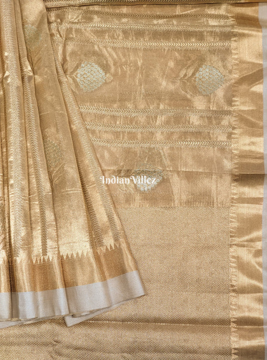 Antique Golden Zari Woven  Banarasi Tissue Saree