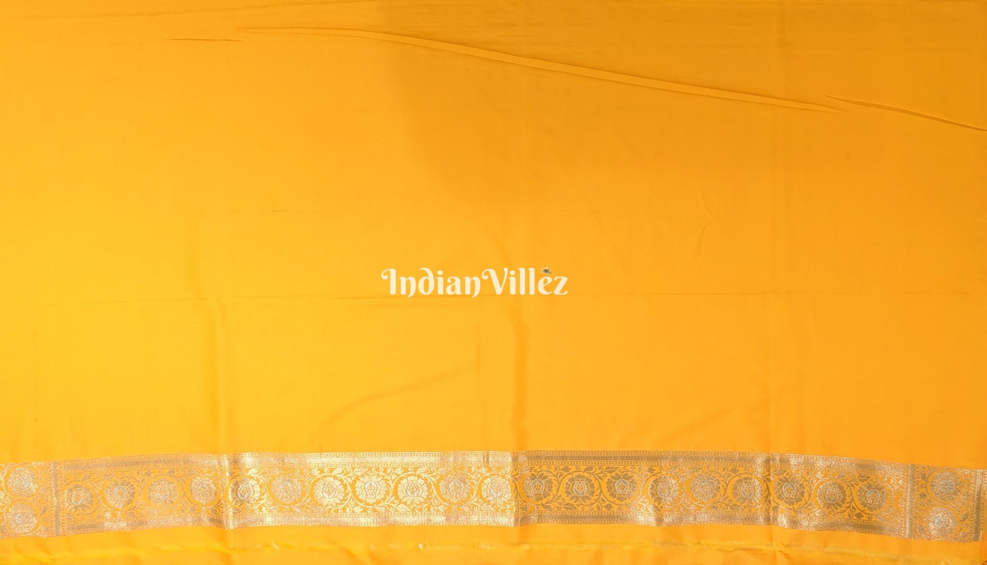 Yellow Floral Design Pure Banarasi Katan Saree