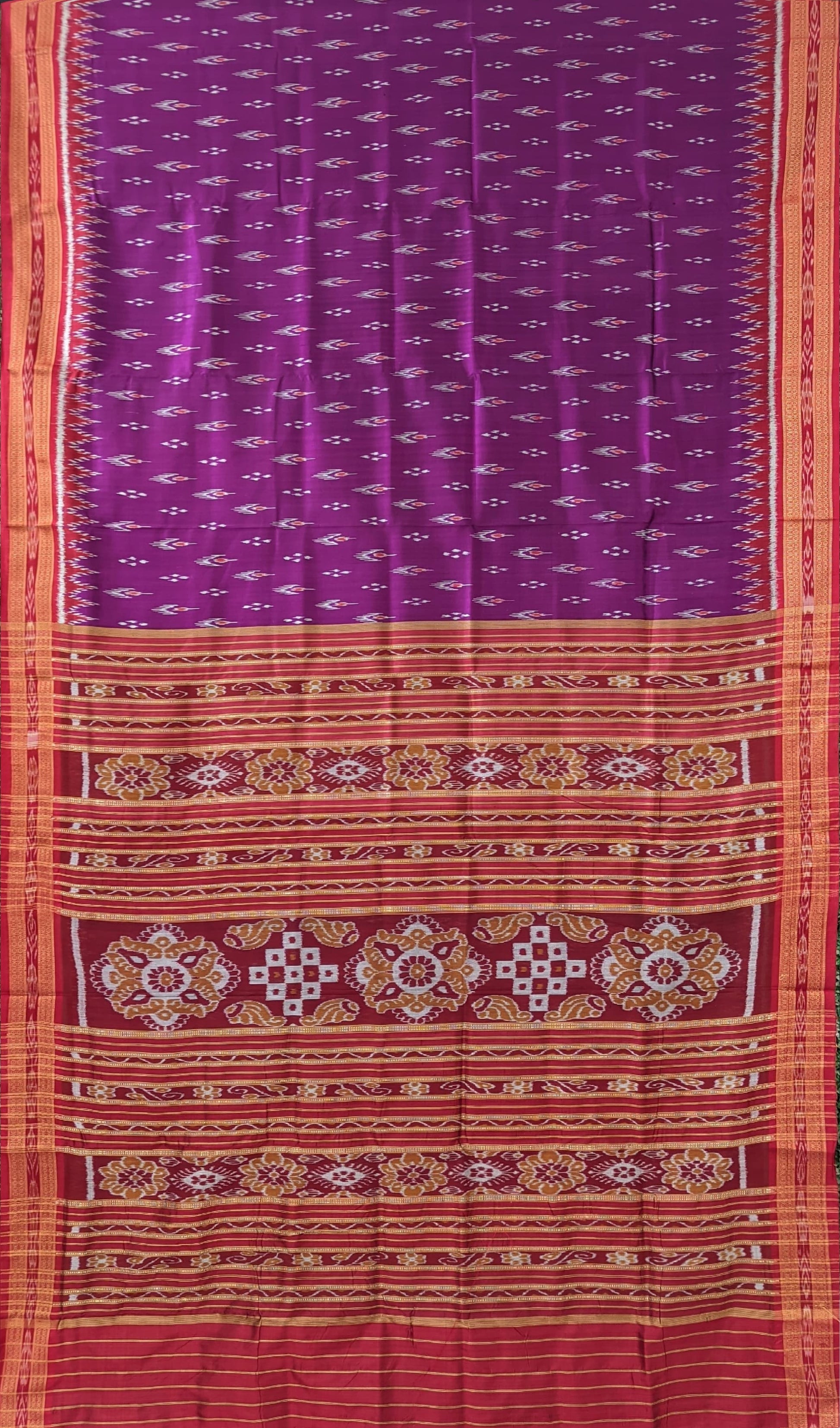 Magenta Purple Mayur Chandrika Khandua Silk Saree