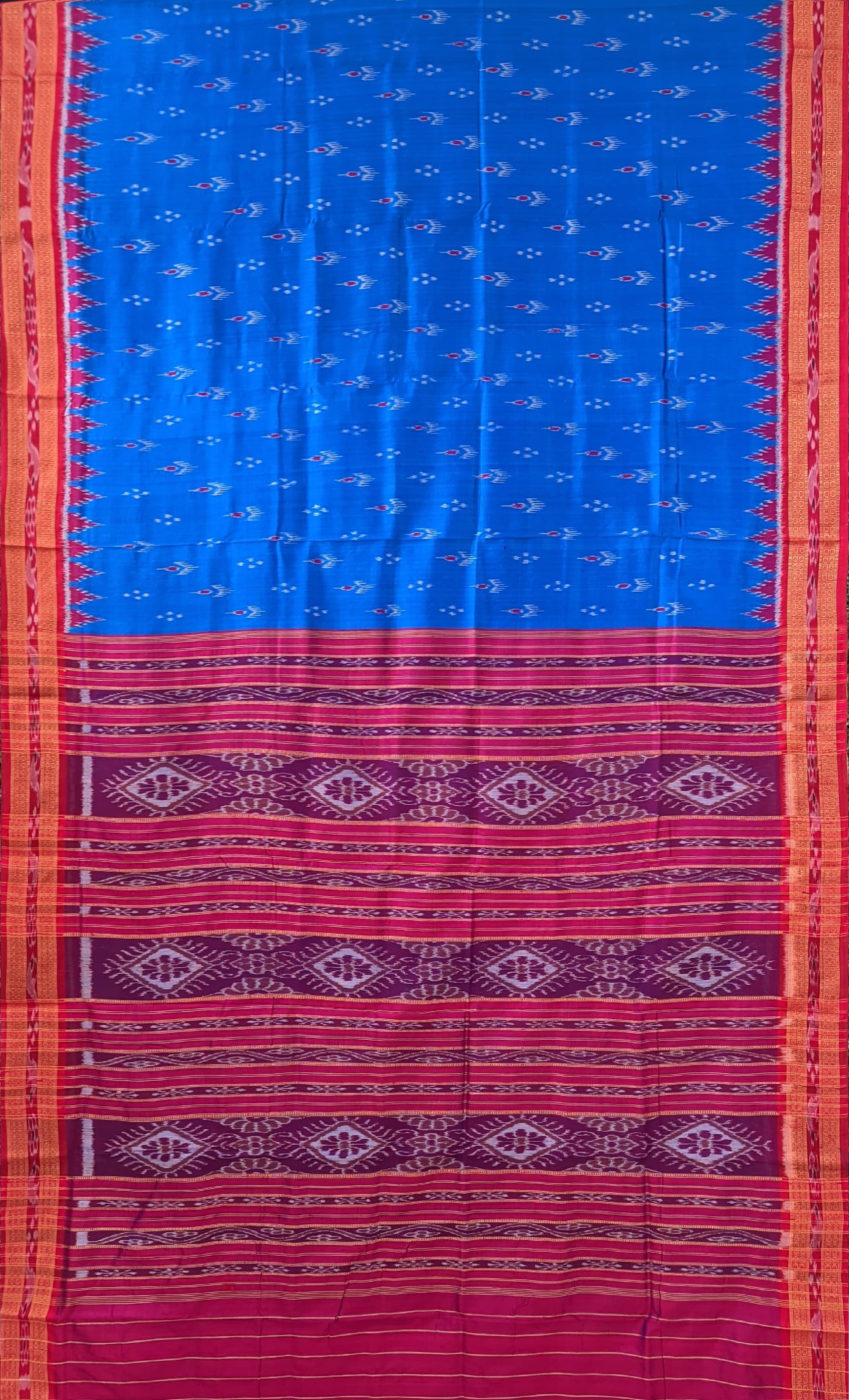 Royal Blue Mayur Chandrika Khandua Silk Saree