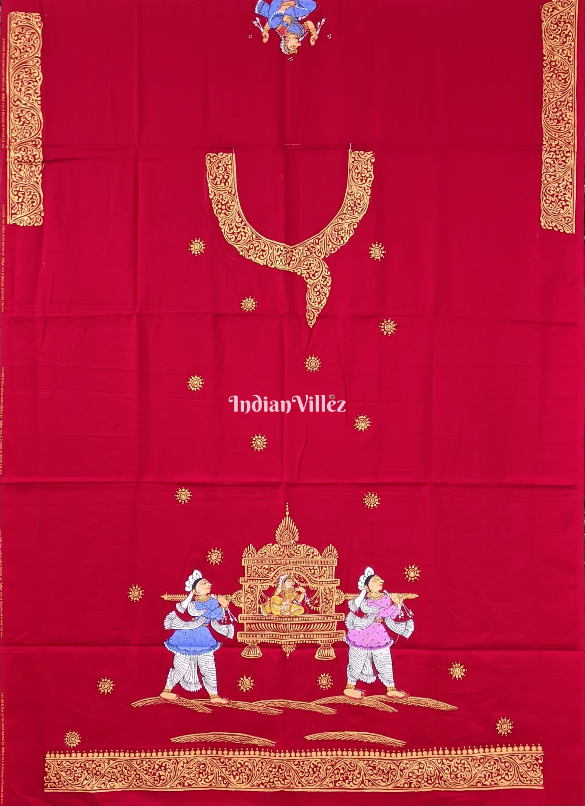 Red Doli Barat Pattachitra Kurti Cotton Dress Material