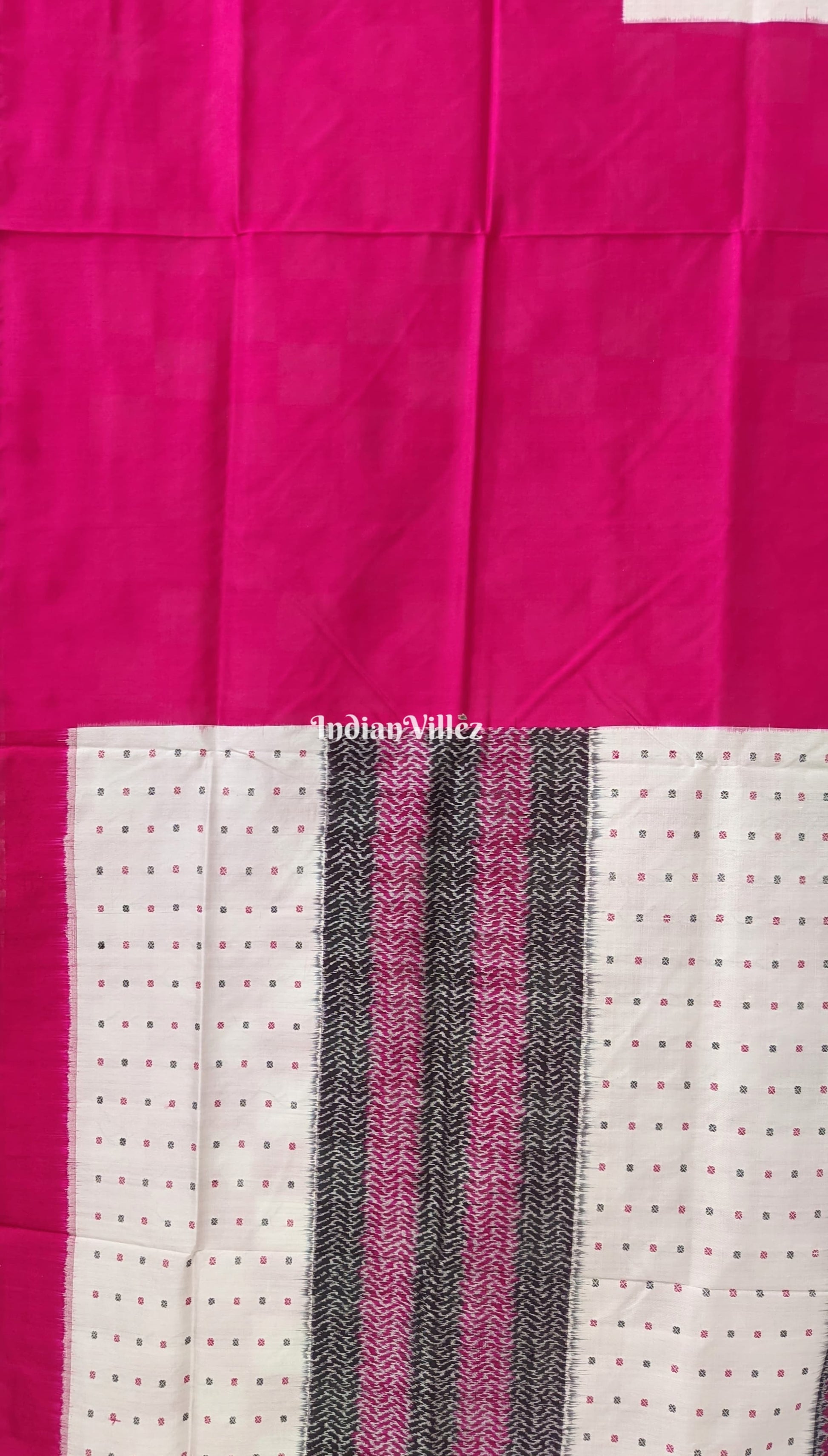 White Pink Pasapali Sambalpuri Ikat Silk Saree