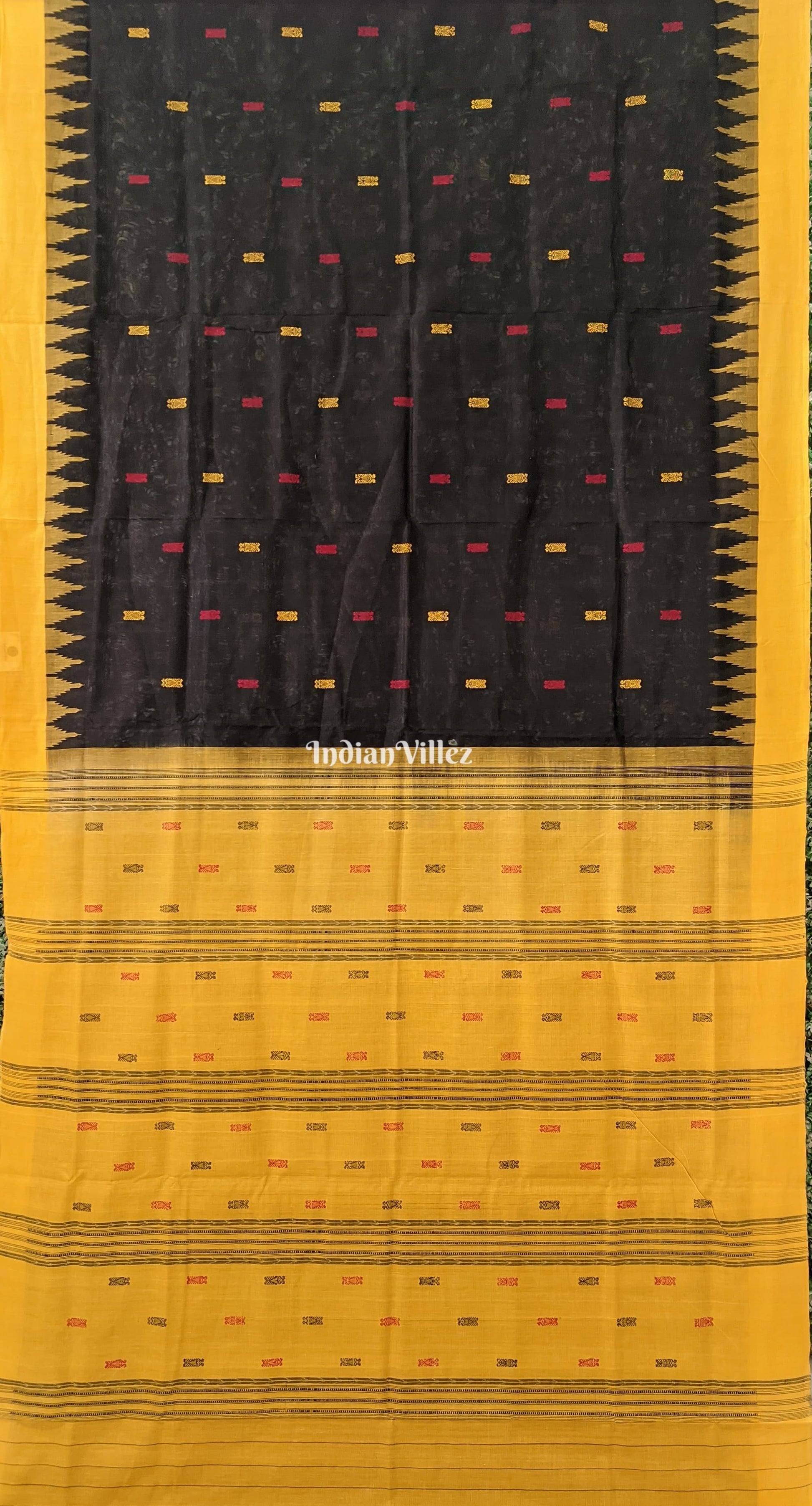 Black Sambalpuri Cotton Tissue Saree With Fish Motif