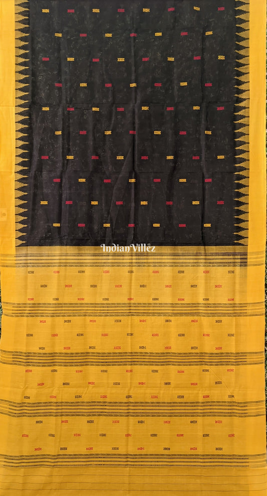 Black Sambalpuri Cotton Tissue Saree With Fish Motif