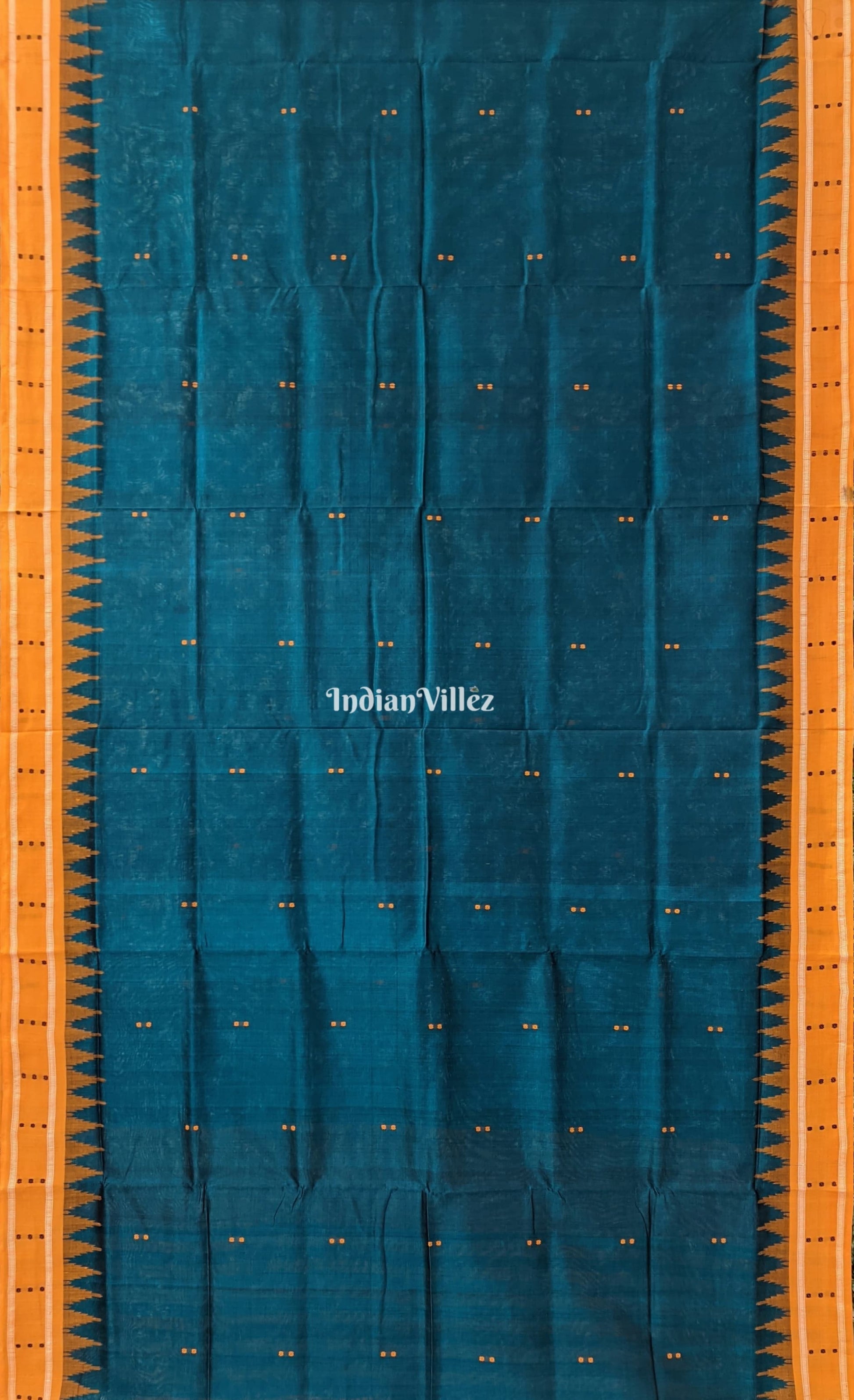 Deep Green Butta Design Sambalpuri Cotton Tissue Saree