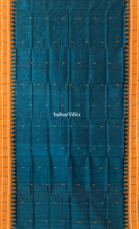 Deep Green Butta Design Sambalpuri Cotton Tissue Saree