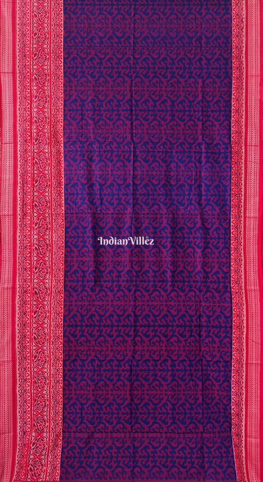 Blue & Maroon Odisha Ikat Sambalpuri Pure Cotton Saree