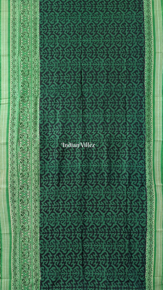 Green Odisha Ikat Sambalpuri Pure Cotton Saree