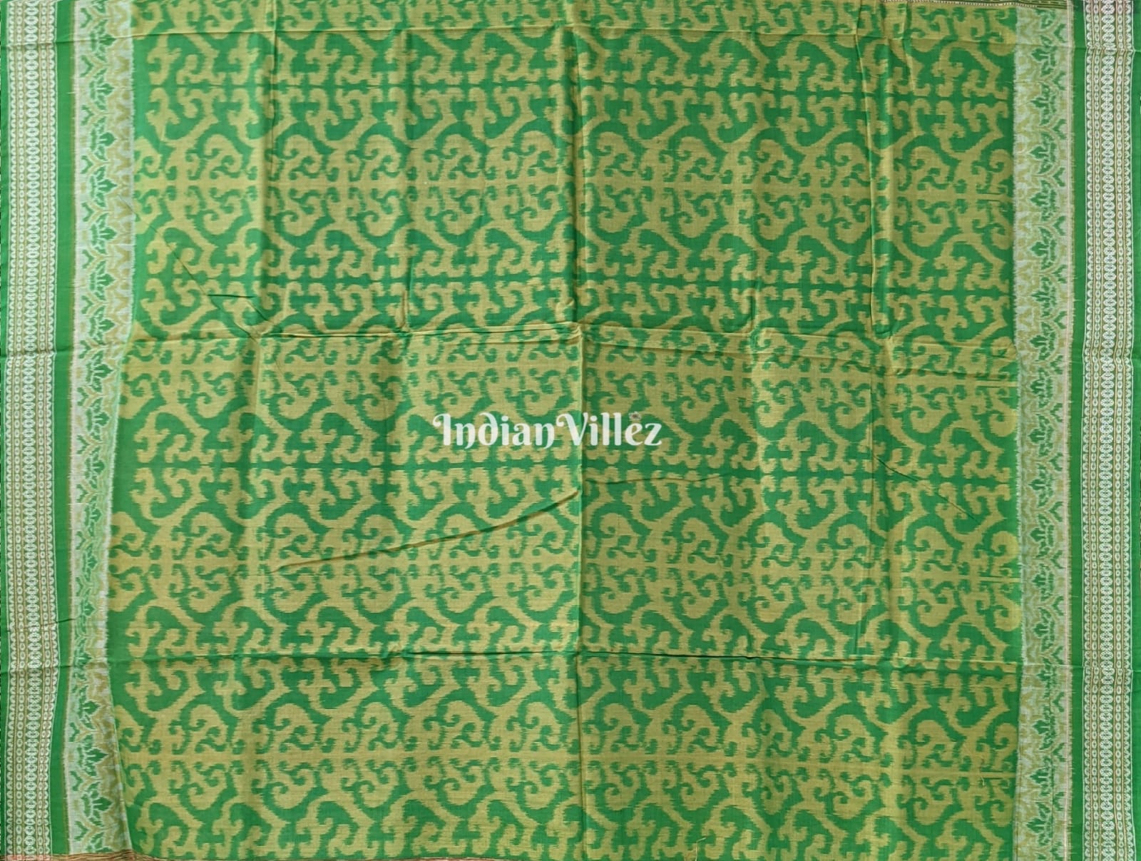 Green Odisha Ikat Sambalpuri Pure Cotton Saree