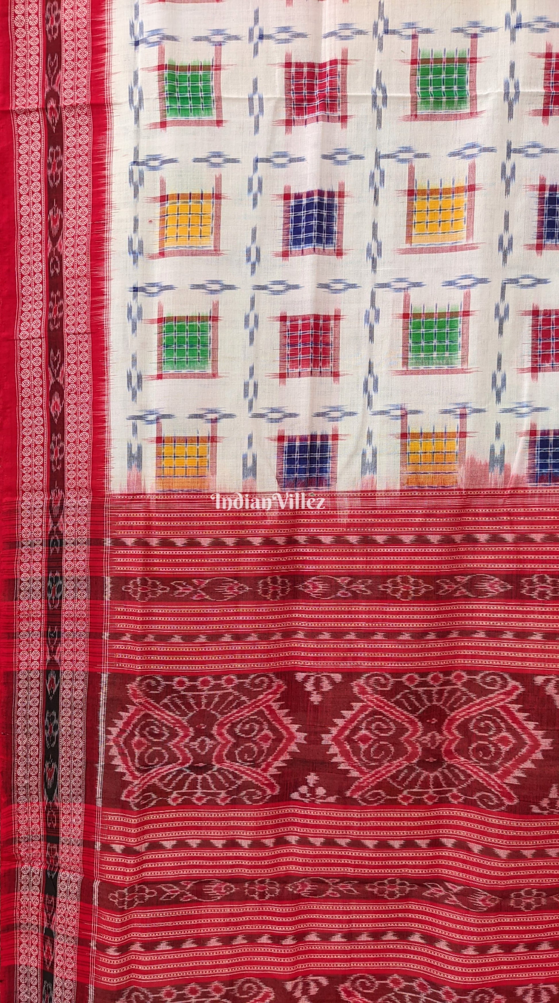 White Aswani Sambalpuri Cotton Saree