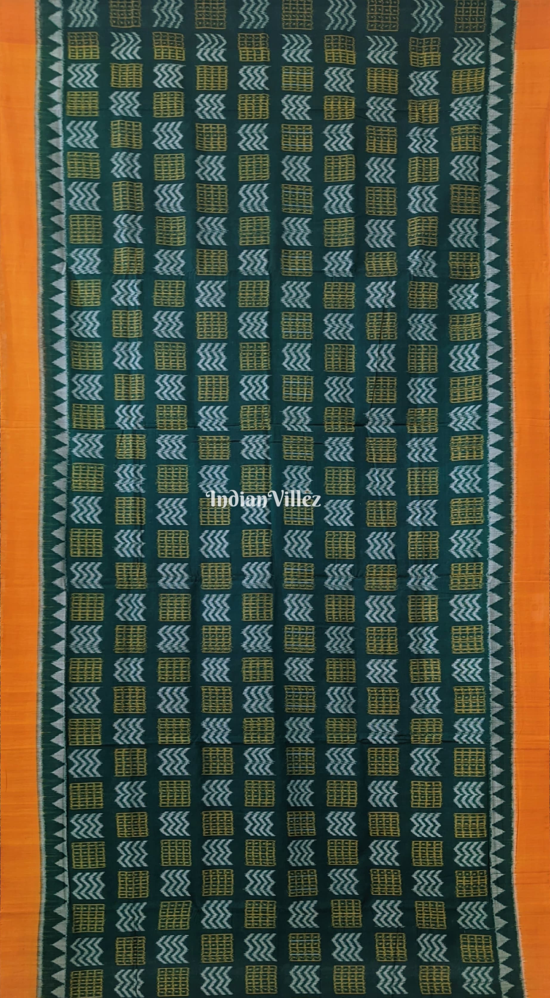 Green Yellow Pure Sambalpuri Cotton Saree