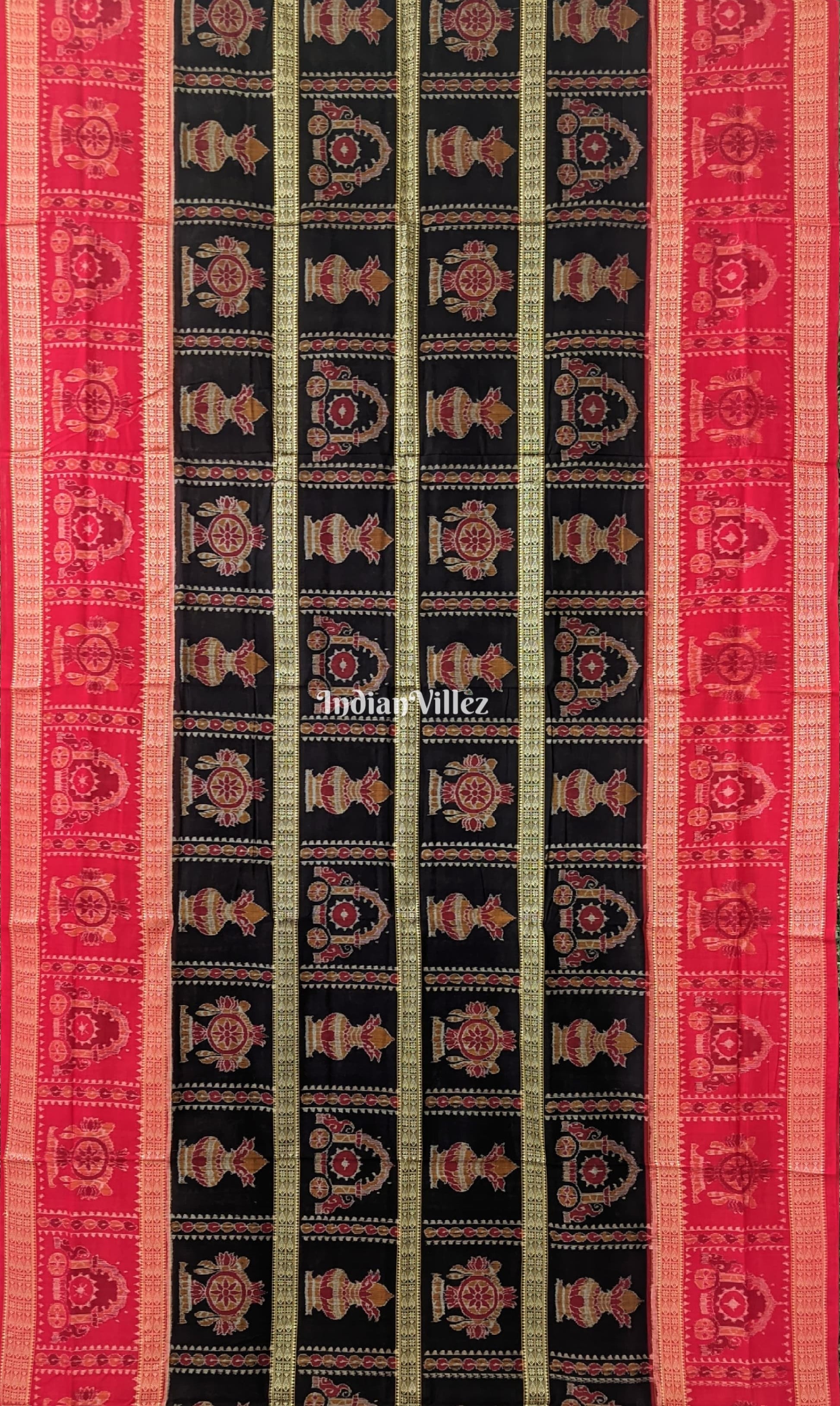 Kalas Sambalpuri Cotton Saree with Fish Motif in Border