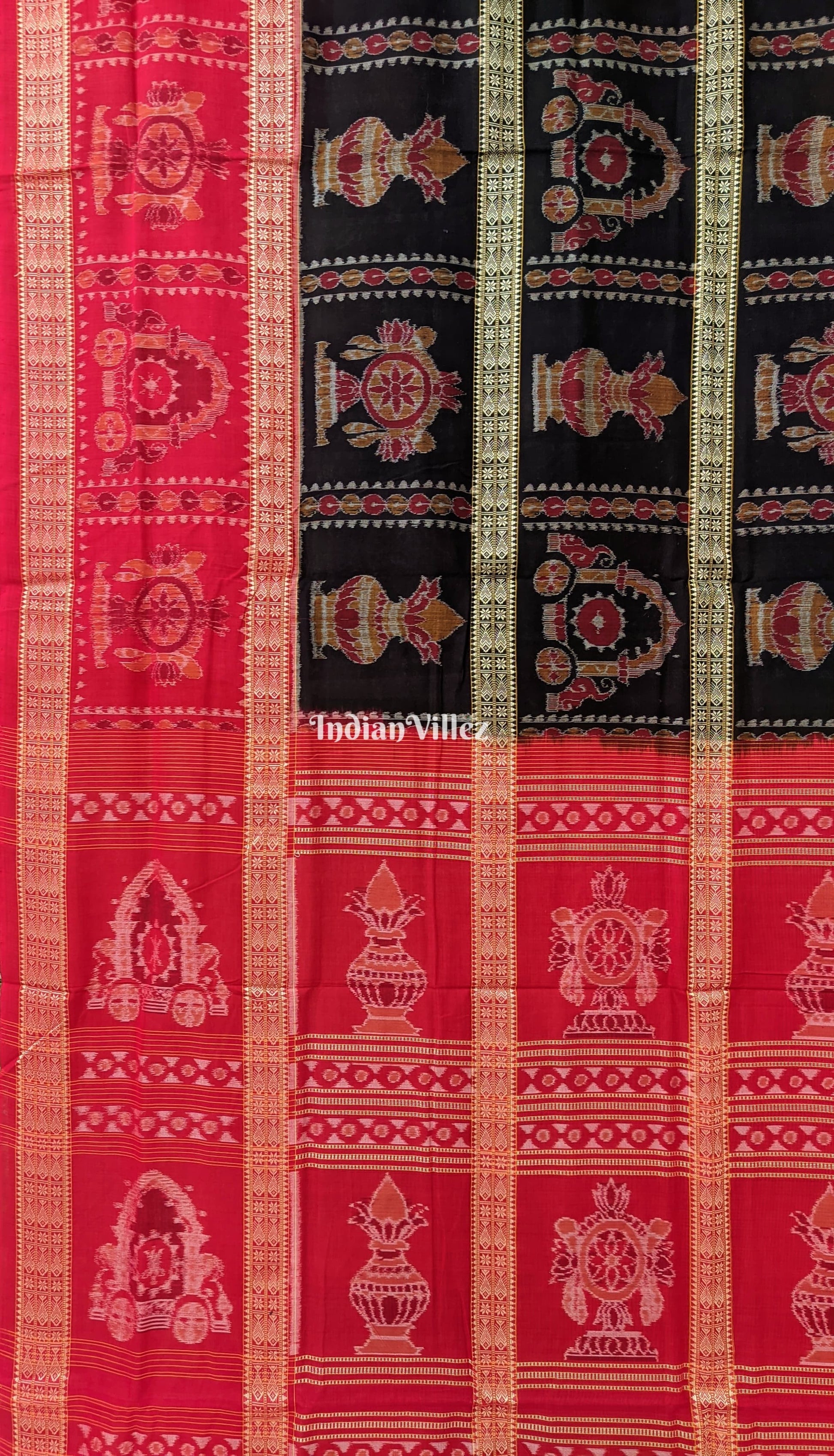 Kalas Sambalpuri Cotton Saree with Fish Motif in Border