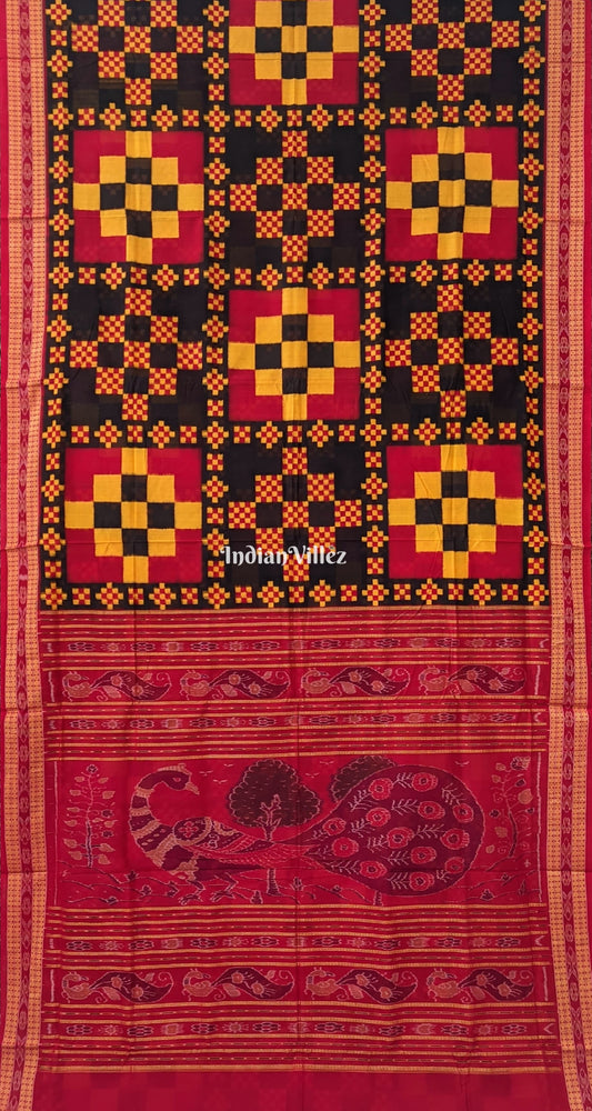 Red Yellow Pasapalli Theme Sambalpuri Cotton Saree