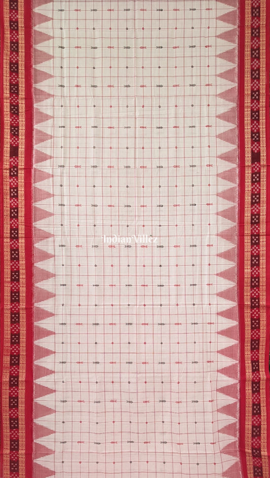 Pink White Dual Tone Bomkai Sambalpuri Pure Cotton Saree