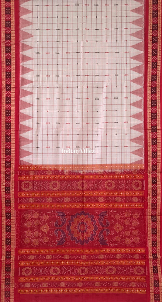 Pink White Dual Tone Bomkai Sambalpuri Pure Cotton Saree