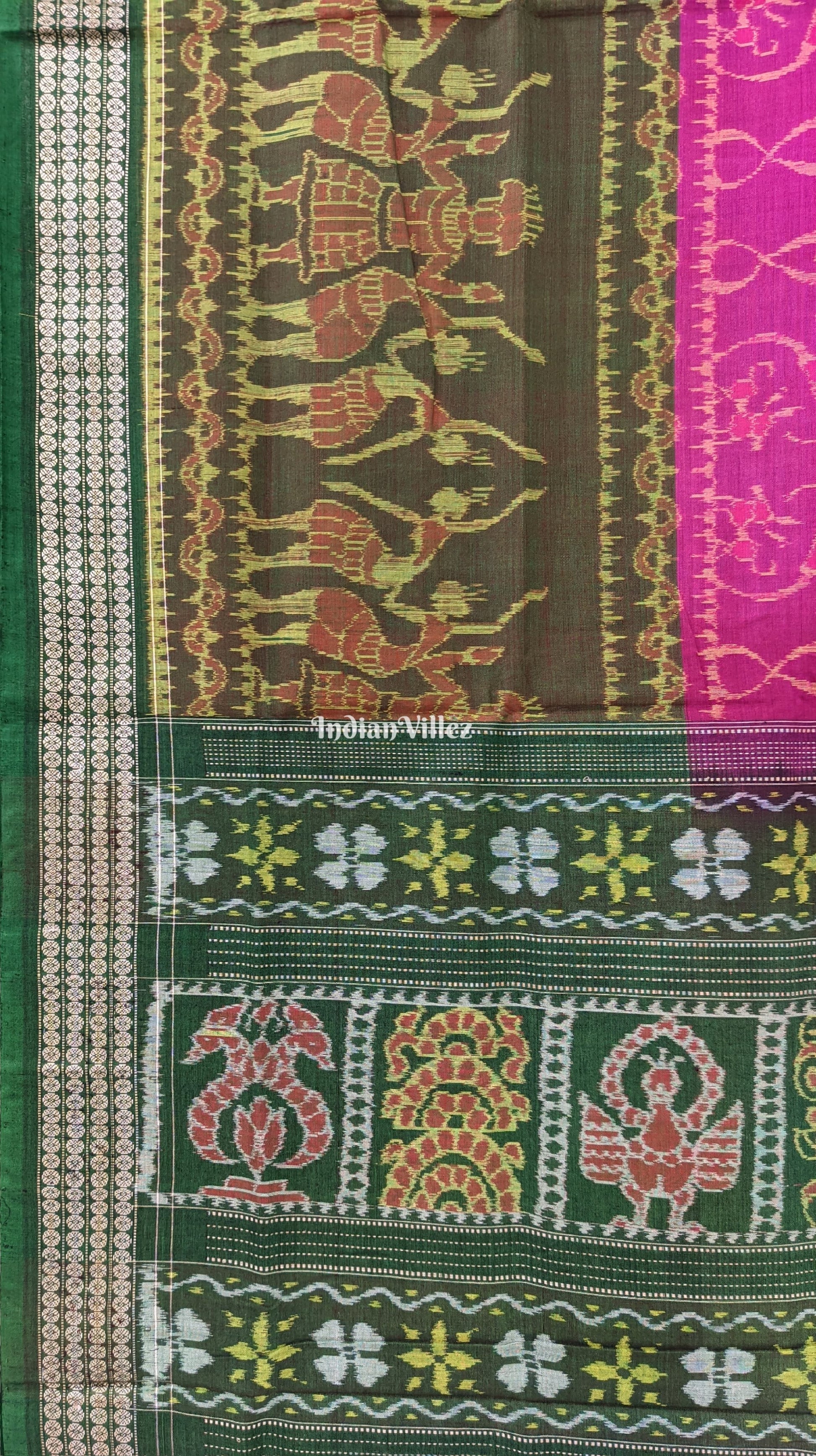 Magenta Tribal dance Sambalpuri Cotton Saree