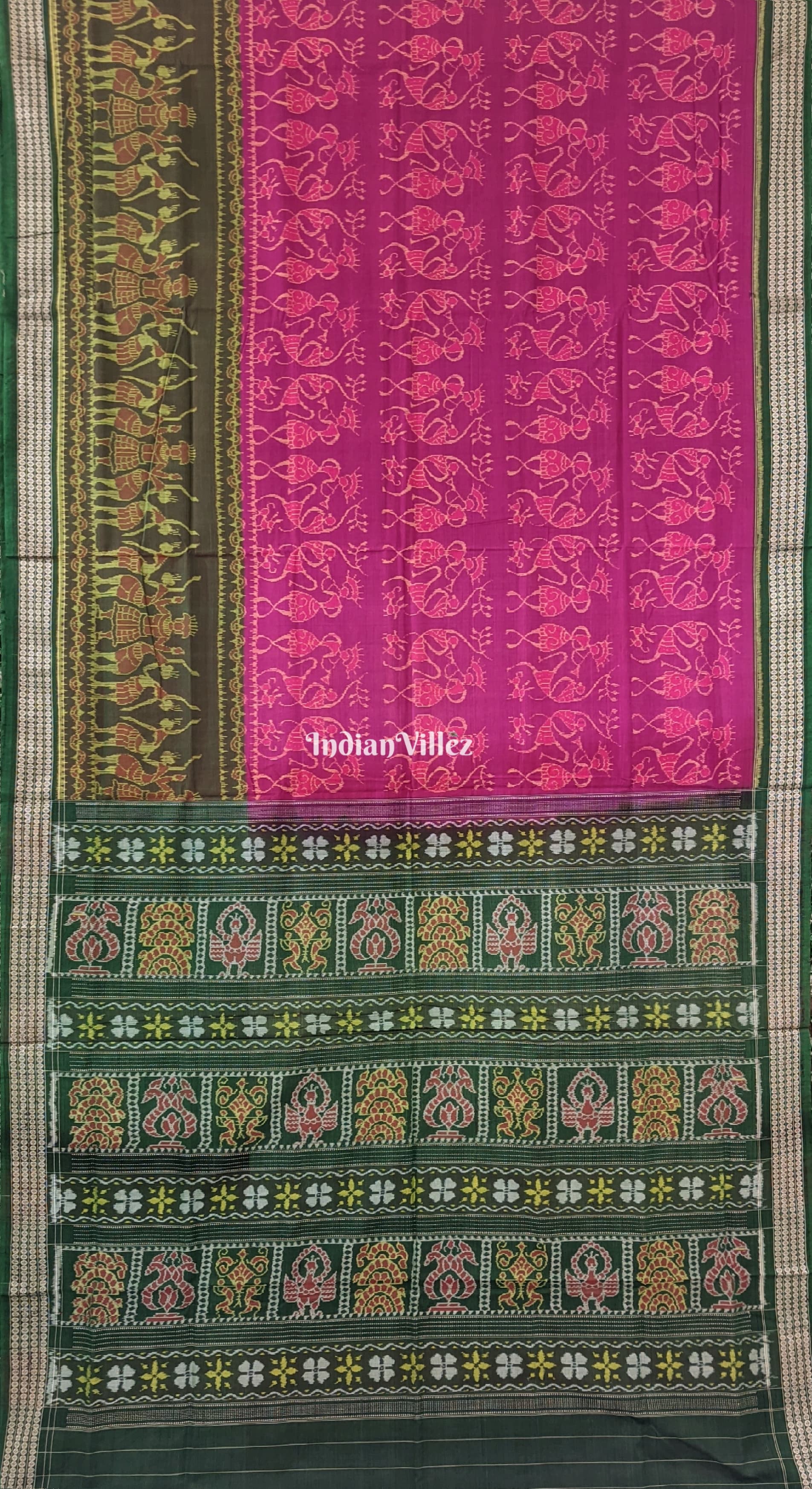 Magenta Tribal dance Sambalpuri Cotton Saree