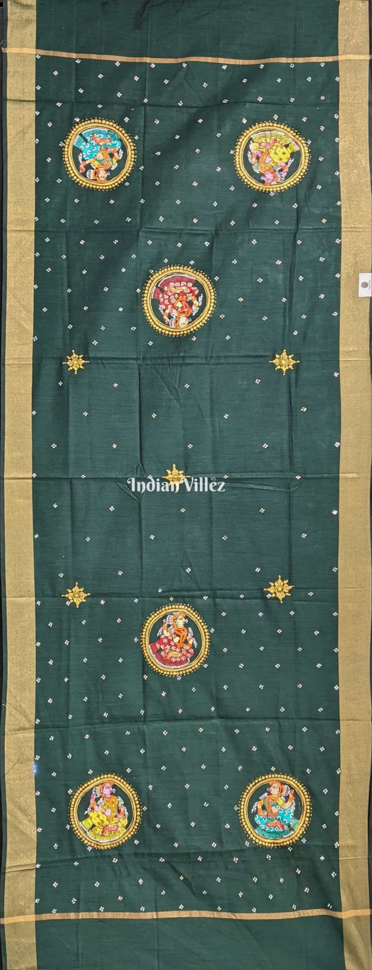 Green Nartaki Theme Patachitra Chanderi Dupatta