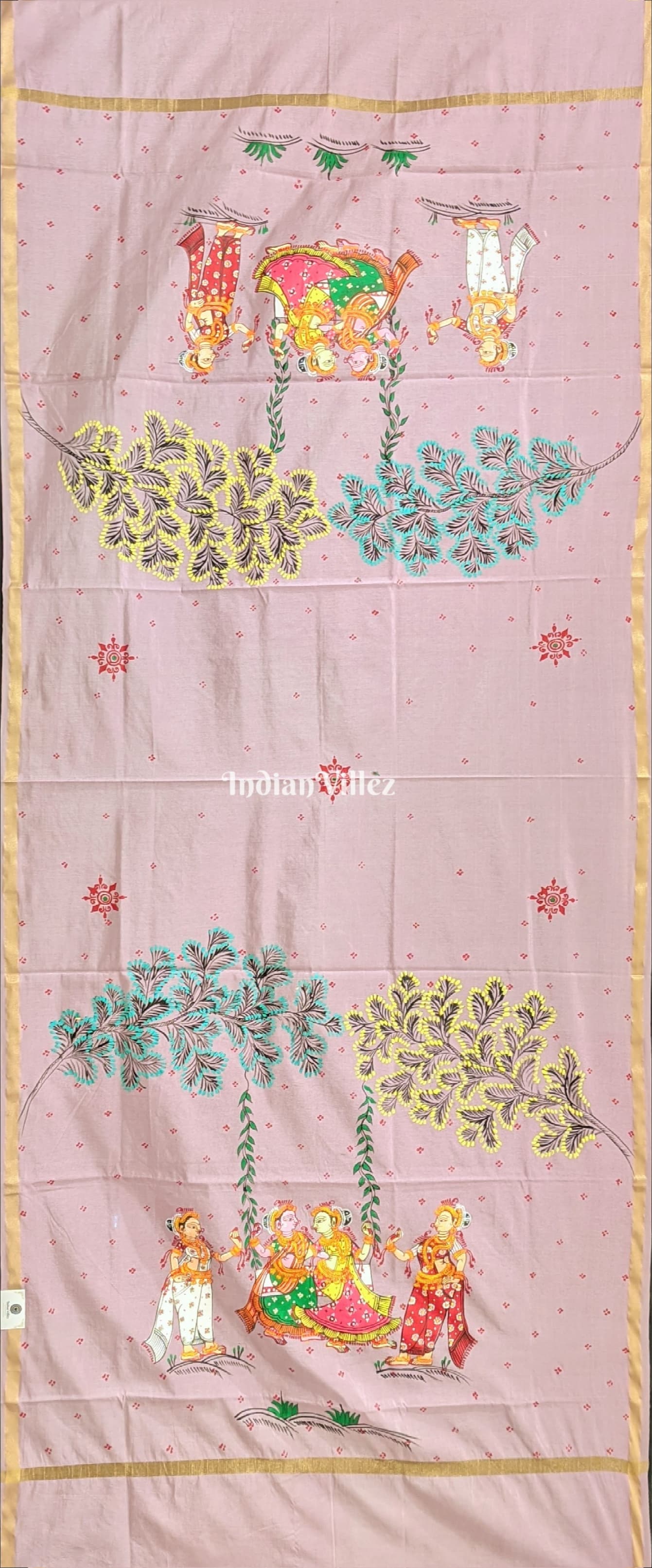 Lavender Rajo Theme Patachitra Chanderi Dupatta