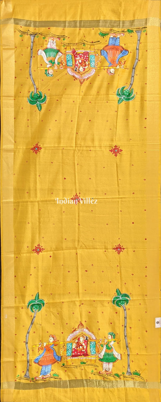 Yellow Doli Barat Patachitra Chanderi Dupatta