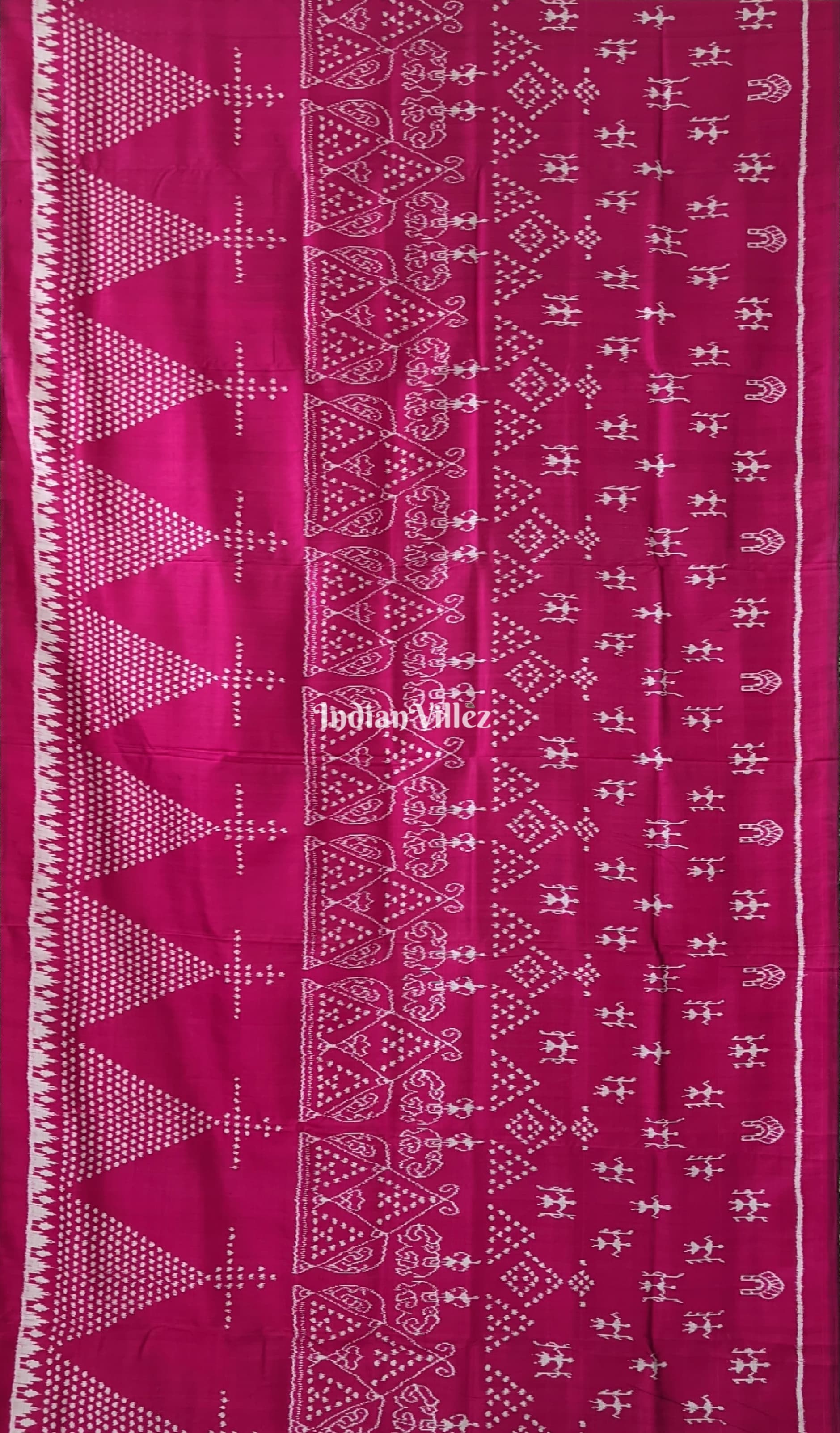 Maroon Elephant Designer Contemporary Silk Saree with Tribal motif